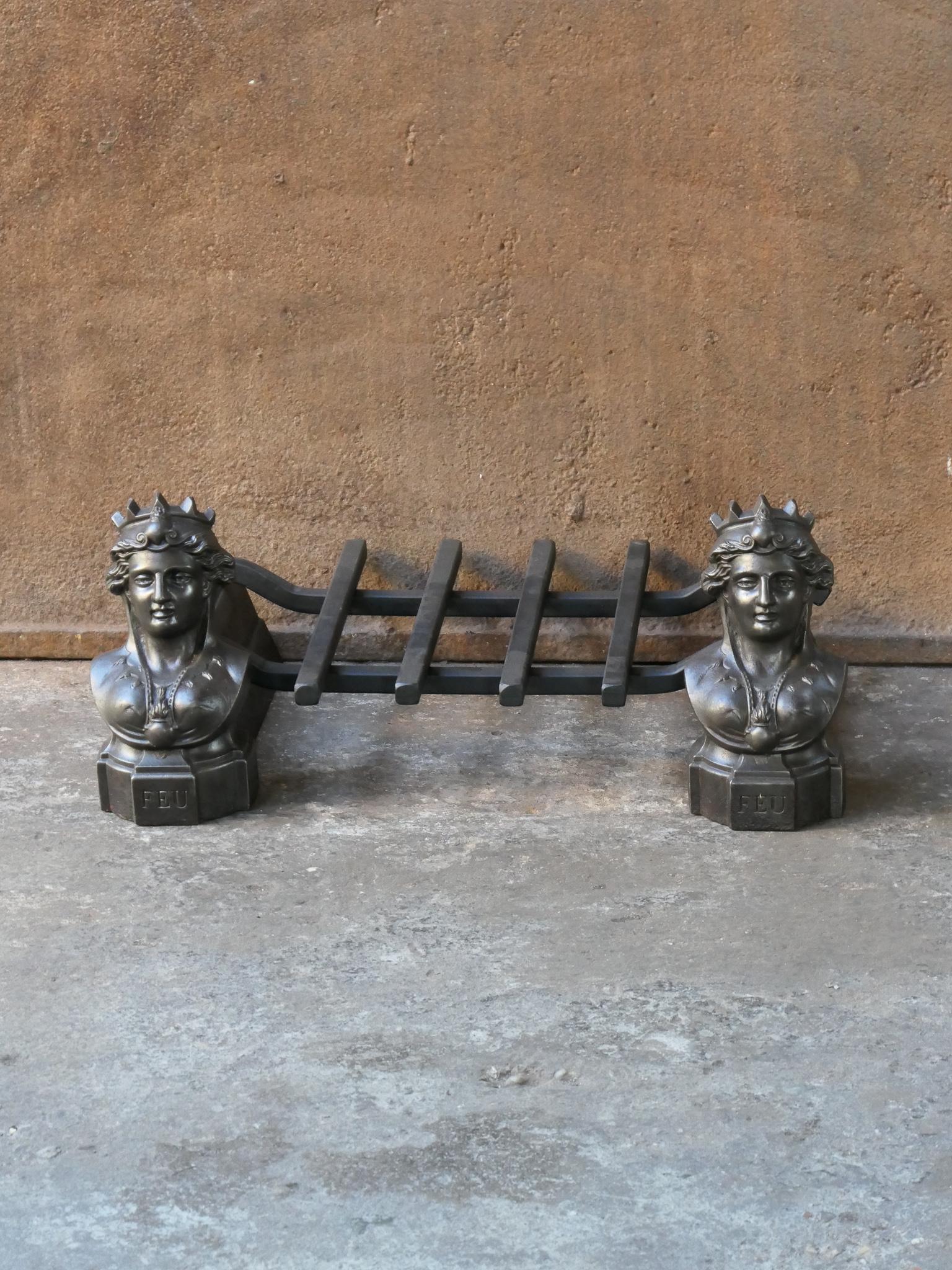 Cast French Napoleon III 'Fire' Fireplace Grate, Fire Grate, 19th Century For Sale