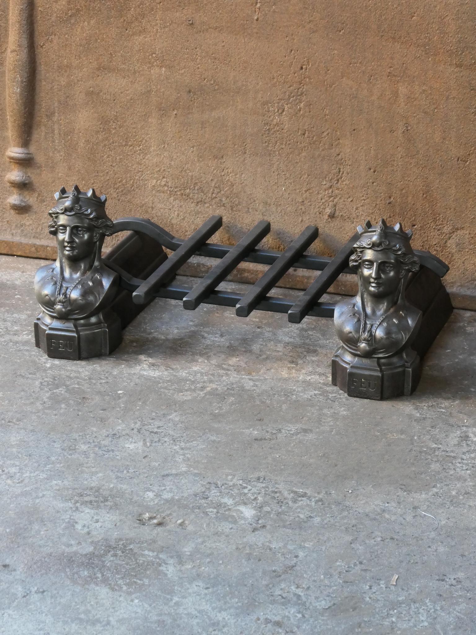 Wrought Iron French Napoleon III 'Fire' Fireplace Grate, Fire Grate, 19th Century For Sale