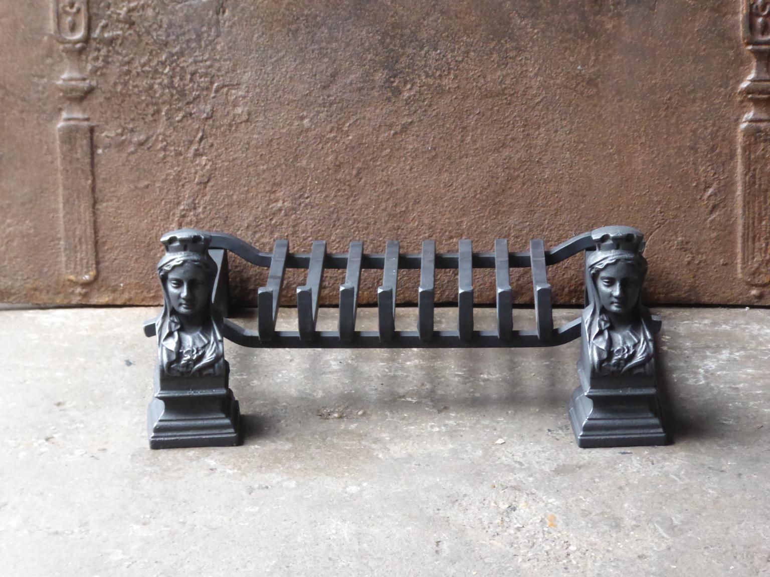 Early 20th century French Napoleon III fireplace basket - fire basket made of wrought iron and cast iron. The basket is in a good condition and is fully functional.