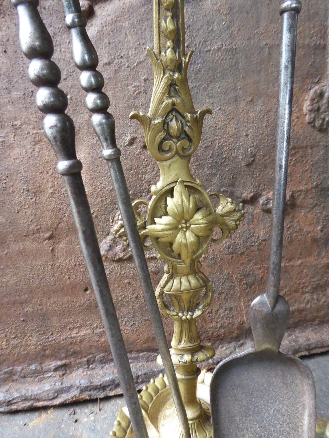 Wrought Iron French Napoleon III Fireplace Tools or Fire Tools