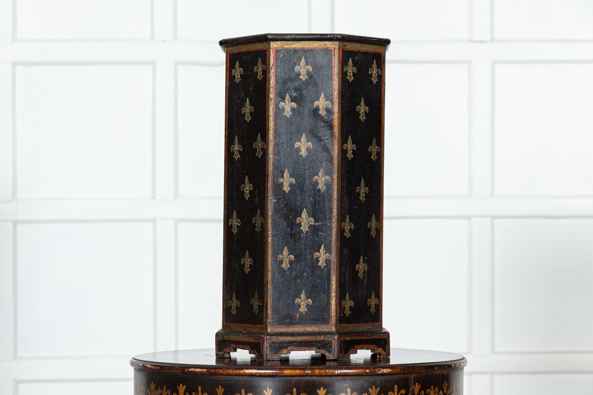 Fruitwood French Napoleon III Fleur De Lis Painted Umbrella Stand For Sale
