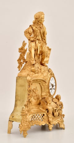 French Napoleon III Gilt Bronze Figural Mantel Clock, Early 19th Century