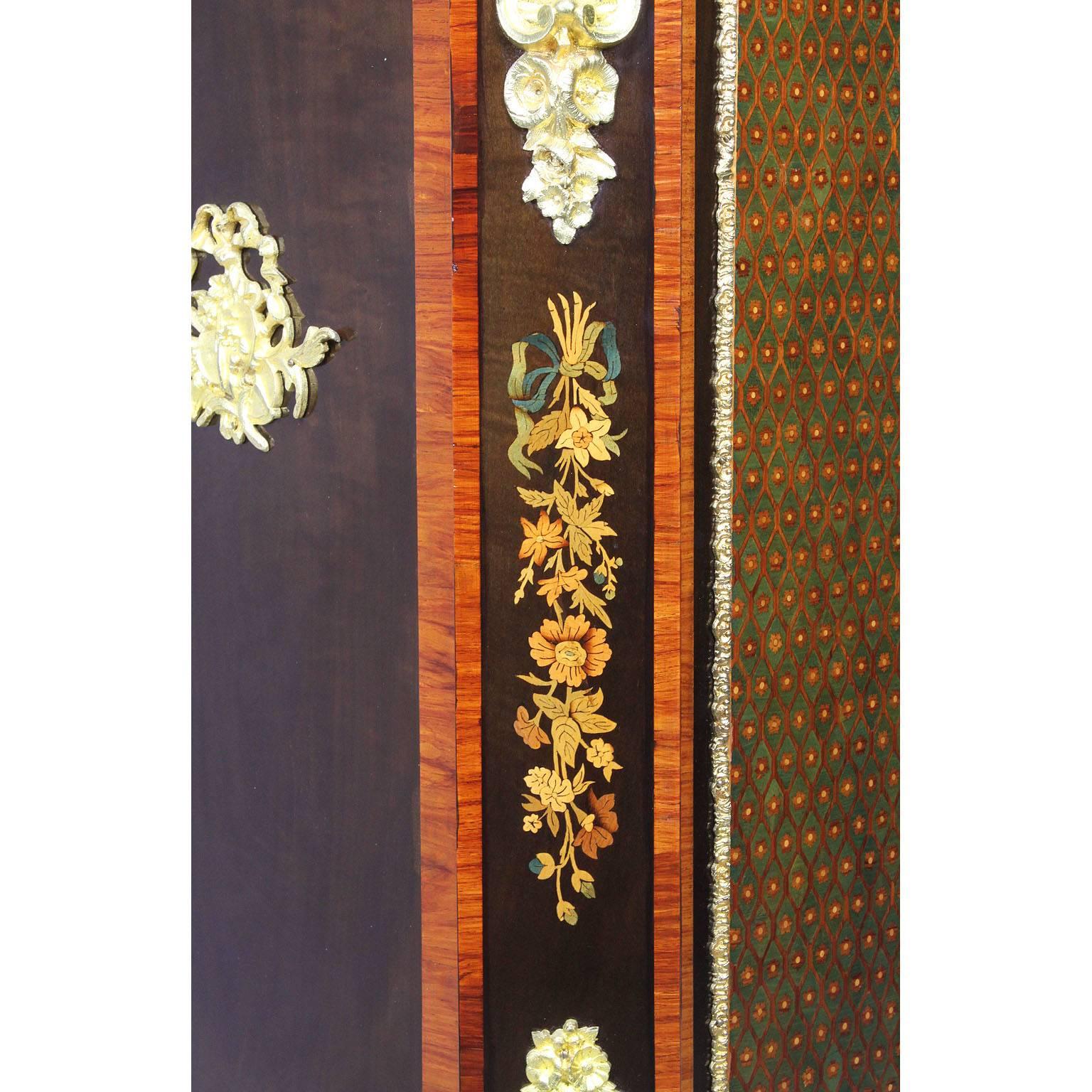 French Napoleon III Gilt Bronze Mounted & Marquetry Side Cabinet with Marble Top For Sale 6
