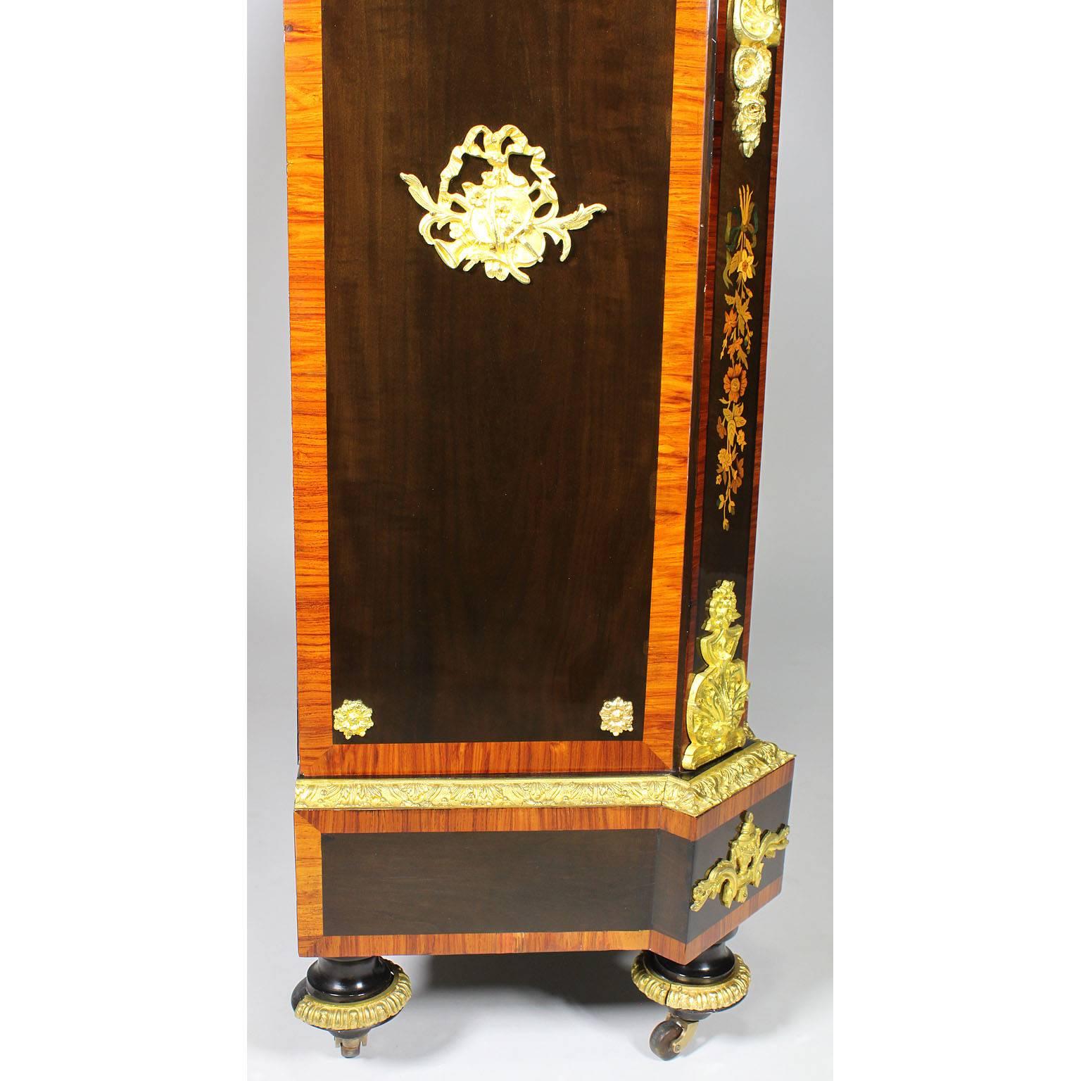 French Napoleon III Gilt Bronze Mounted & Marquetry Side Cabinet with Marble Top For Sale 10