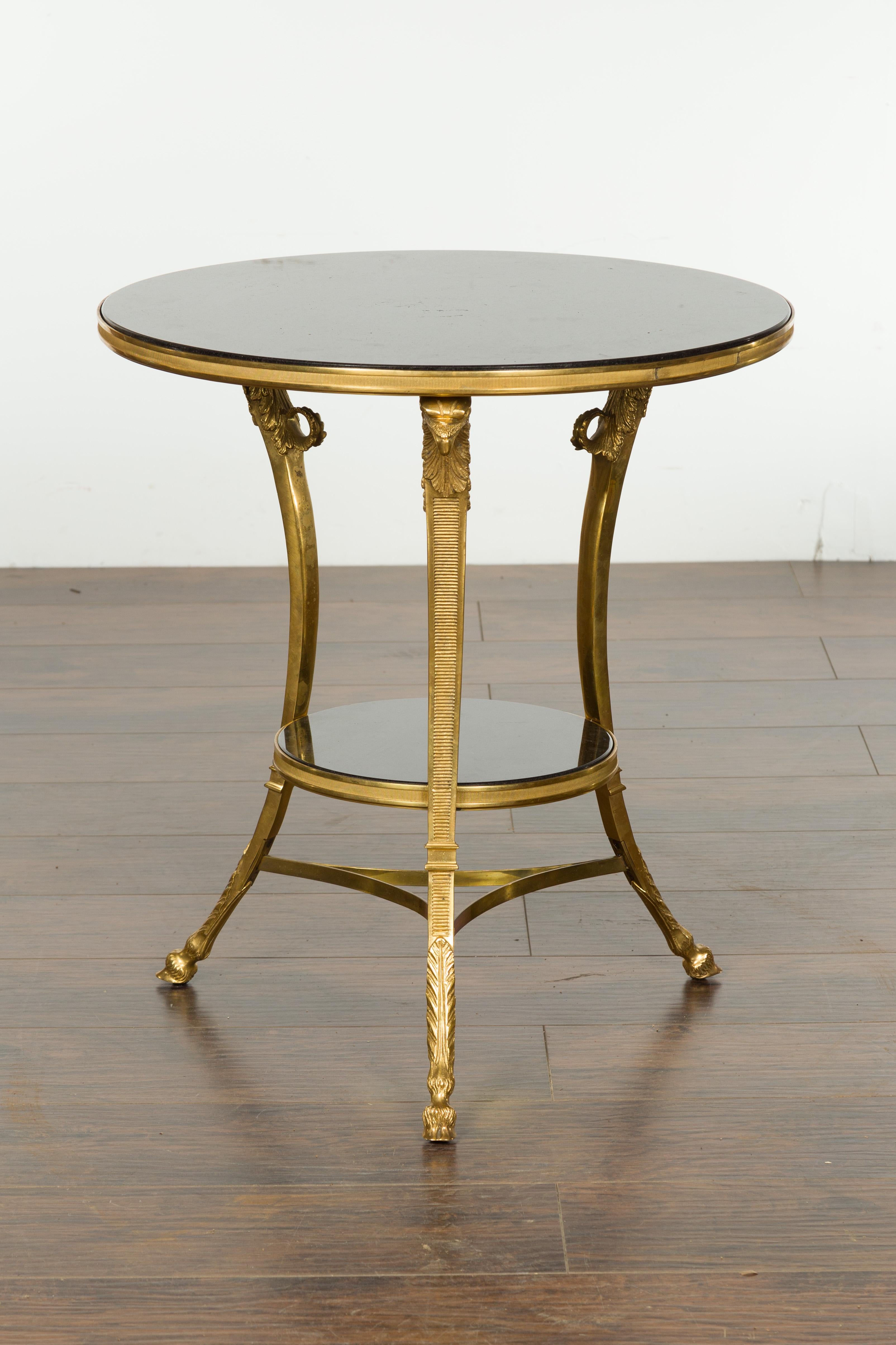French Napoléon III Gilt Bronze Side Table with Black Marble Top Eagle Heads 5