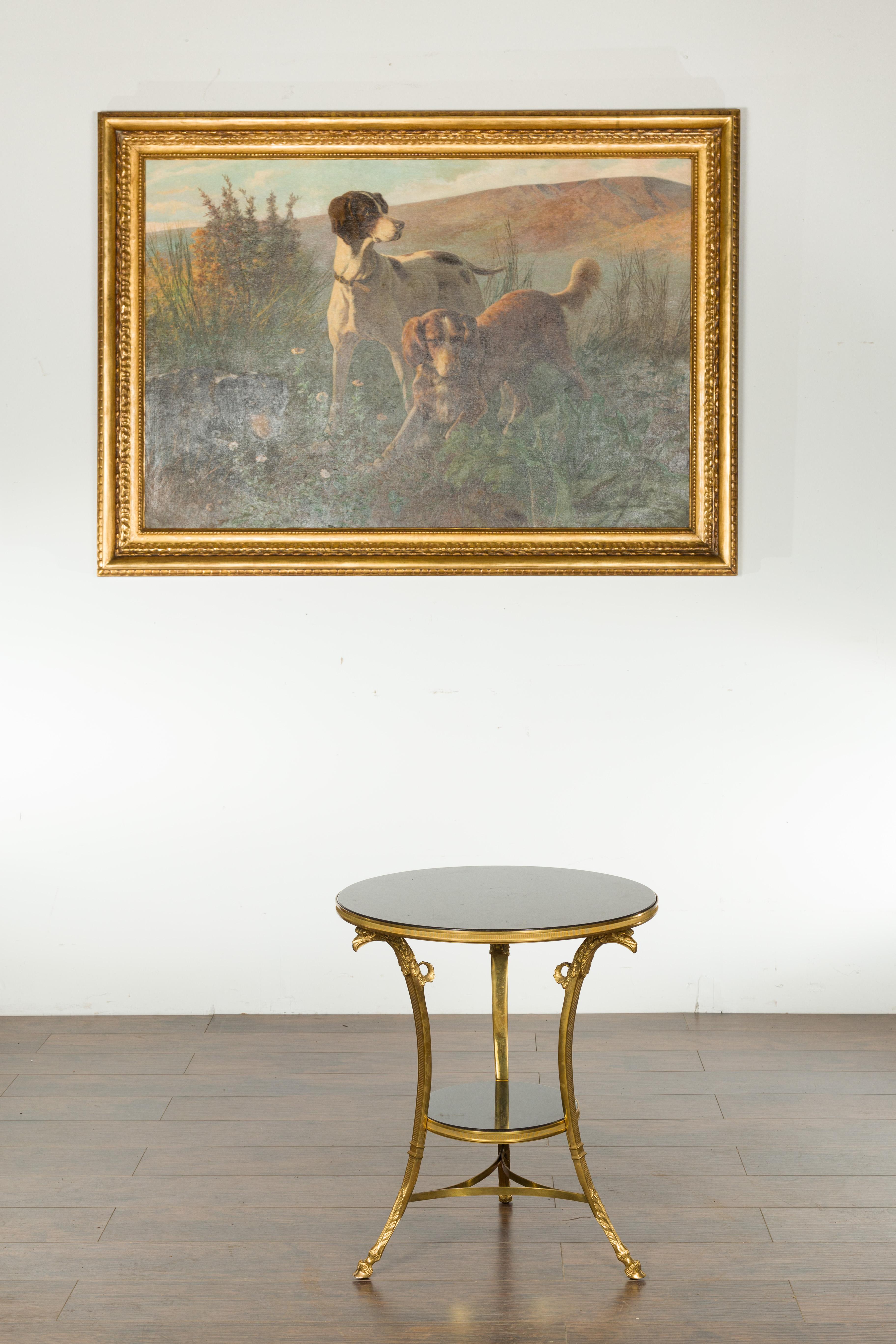 French Napoléon III Gilt Bronze Side Table with Black Marble Top Eagle Heads 8
