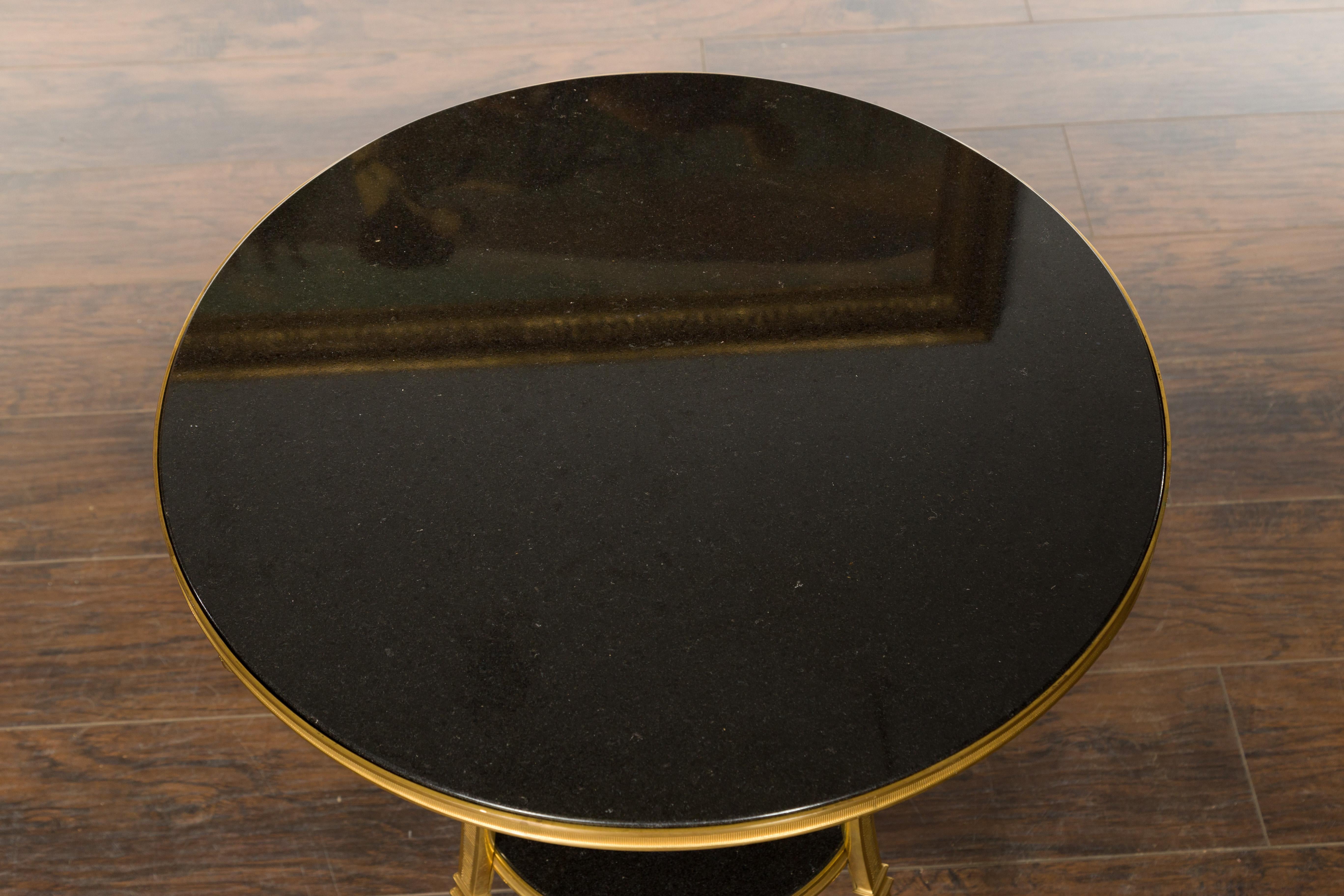 French Napoléon III Gilt Bronze Side Table with Black Marble Top Eagle Heads 9