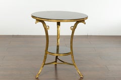 French Napoléon III Gilt Bronze Side Table with Black Marble Top Eagle Heads