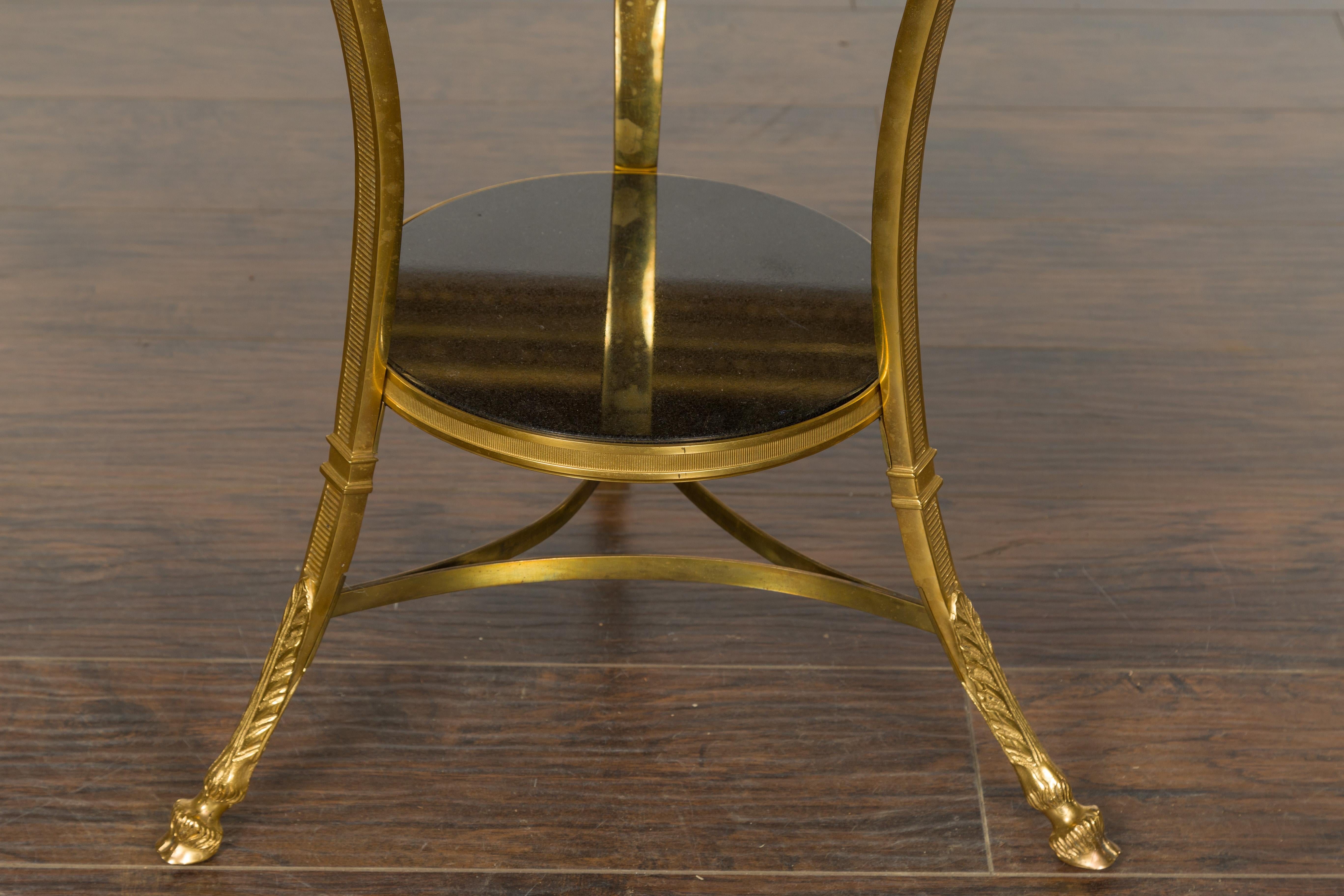 19th Century French Napoléon III Gilt Bronze Side Table with Black Marble Top Eagle Heads