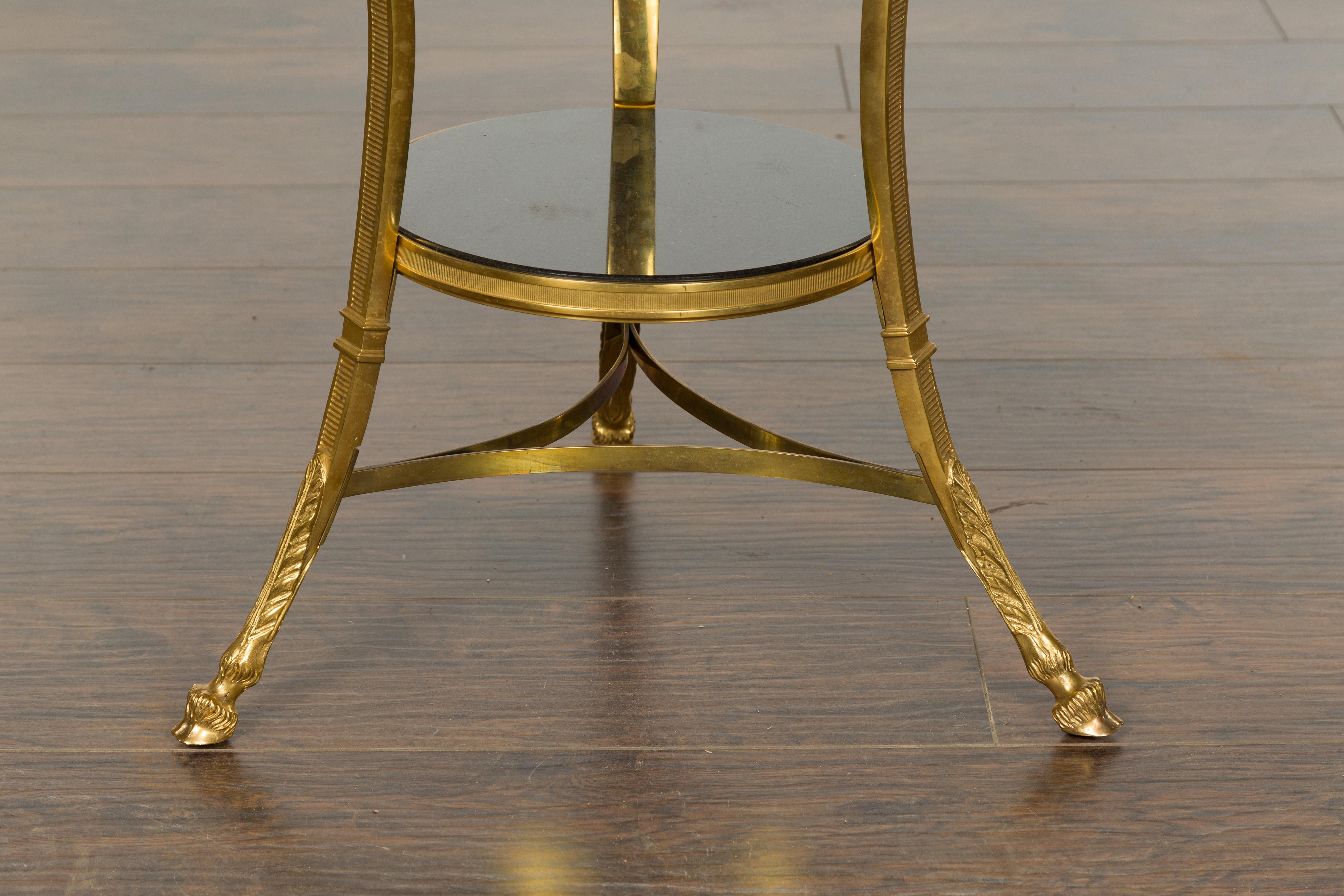 French Napoléon III Gilt Bronze Side Table with Black Marble Top Eagle Heads 2