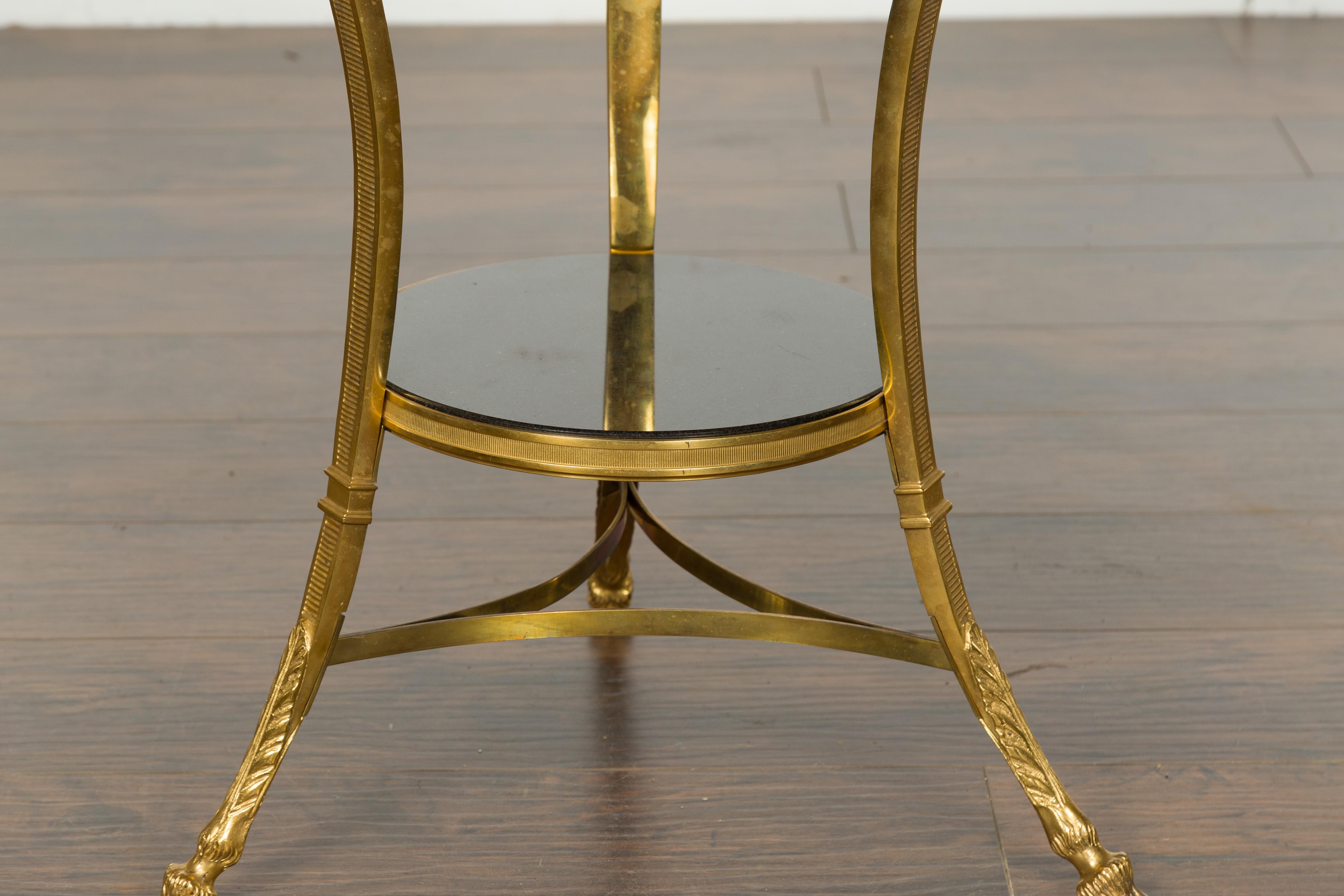 French Napoléon III Gilt Bronze Side Table with Black Marble Top Eagle Heads 3