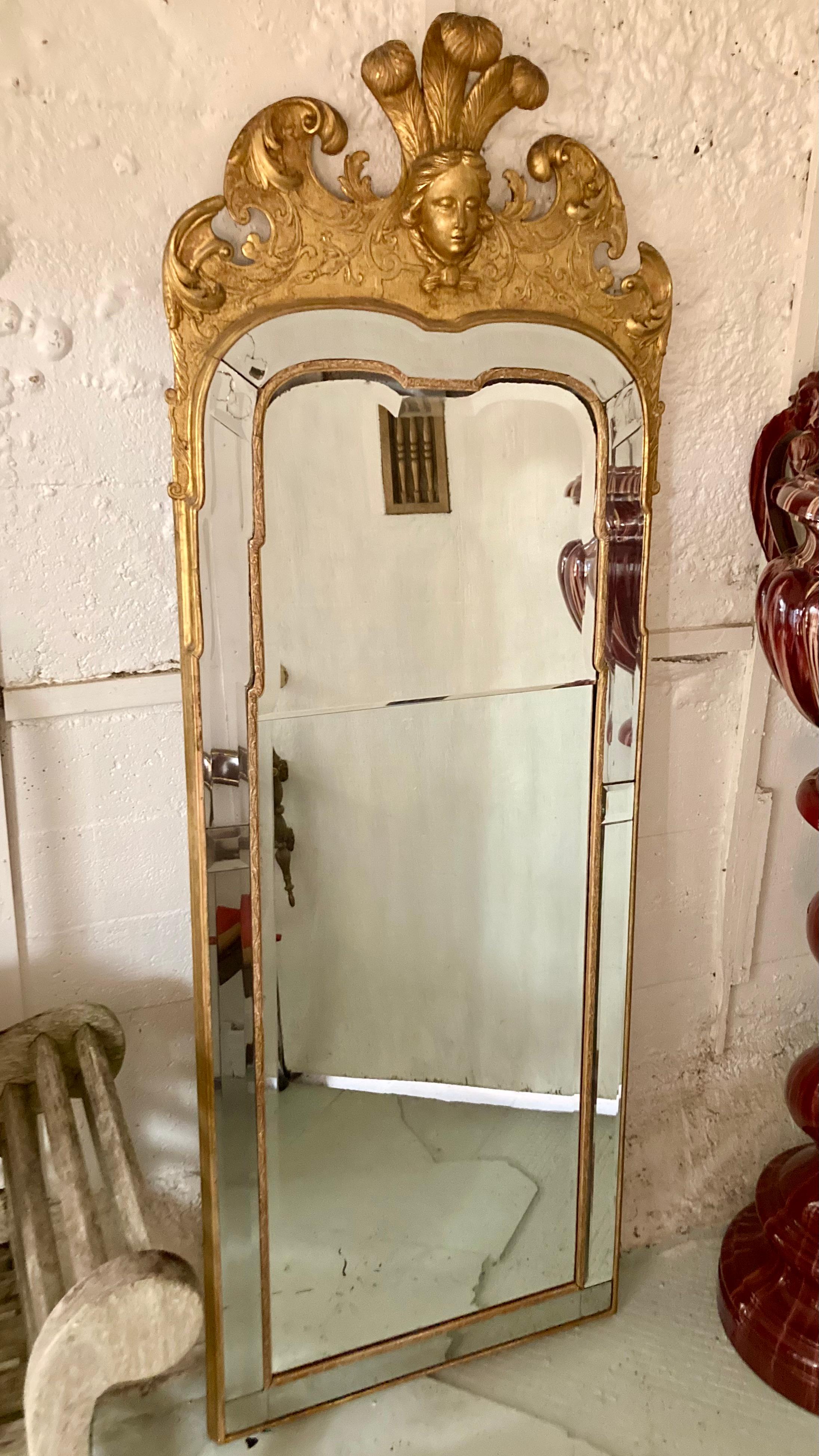French Napoleon III Gilt Floor Mirror In Good Condition For Sale In Los Angeles, CA