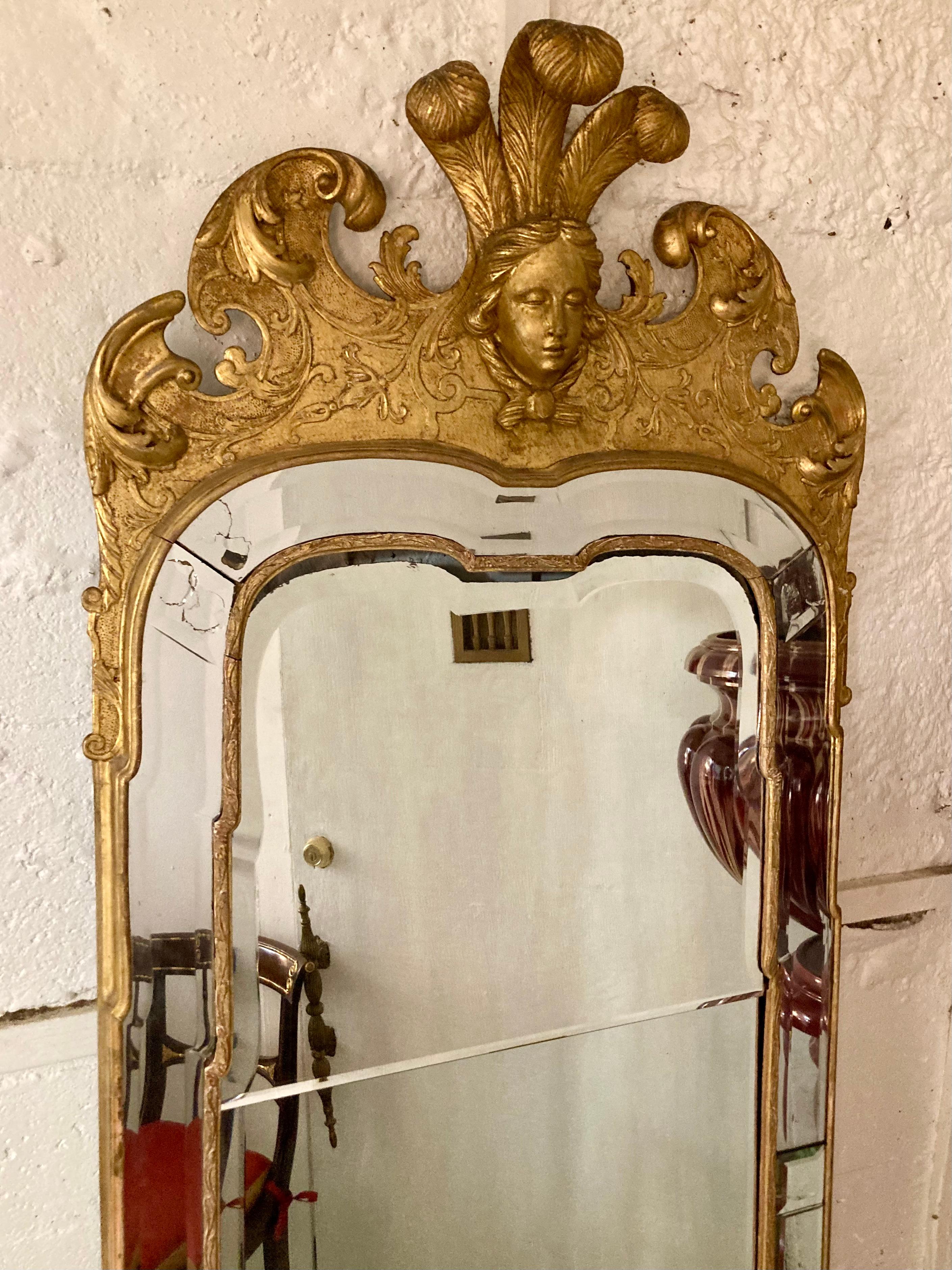 19th Century French Napoleon III Gilt Floor Mirror For Sale