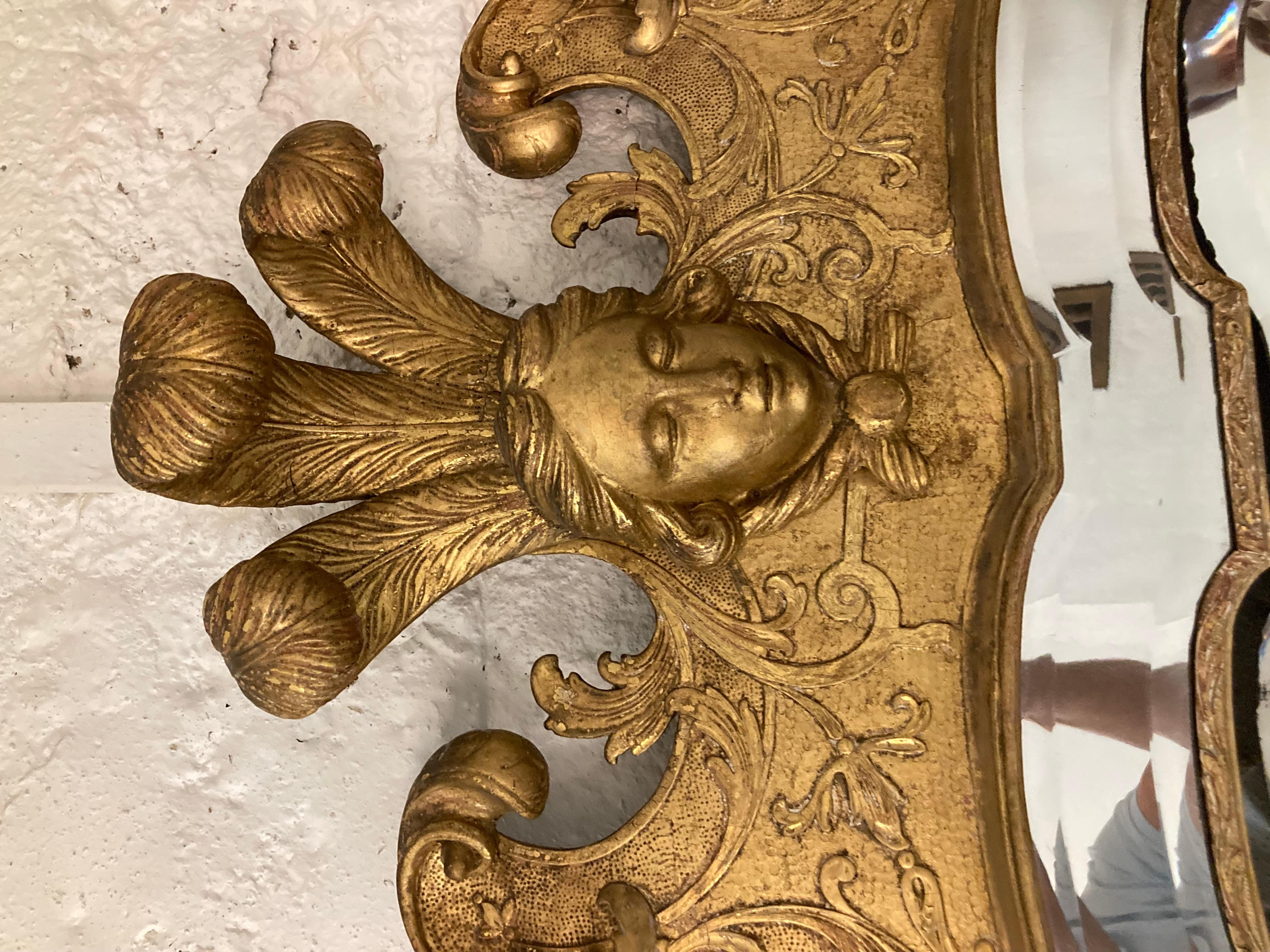 XIXe siècle Miroir de sol doré Napoléon III en vente