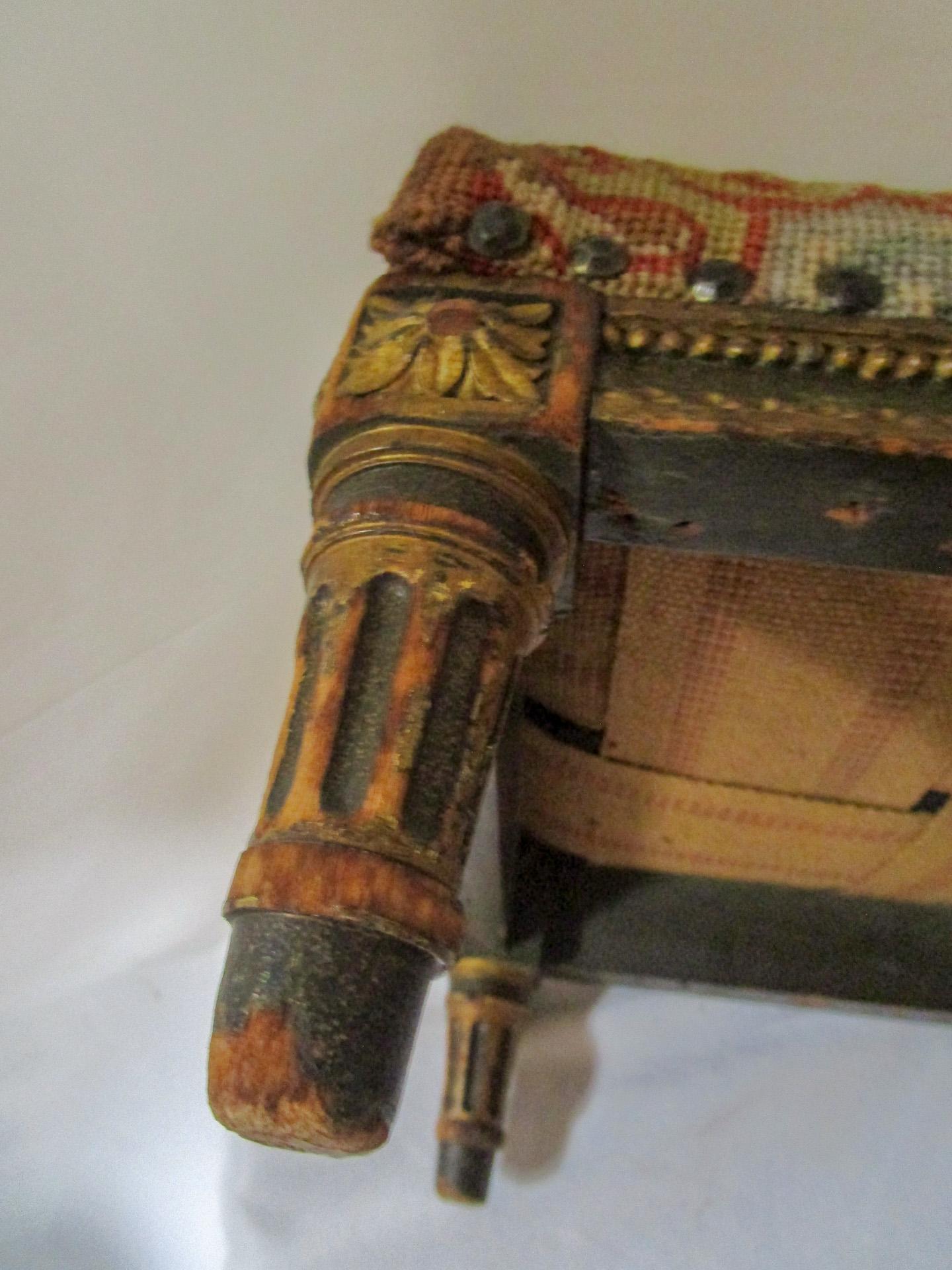 French Napoleon III Giltwood 19th Century Footstool with Needlepoint Upholstery 3