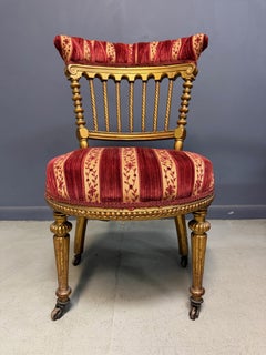 French Napoleon III Giltwood SpindleBack Chair in the Louis XVI Taste circa 1870