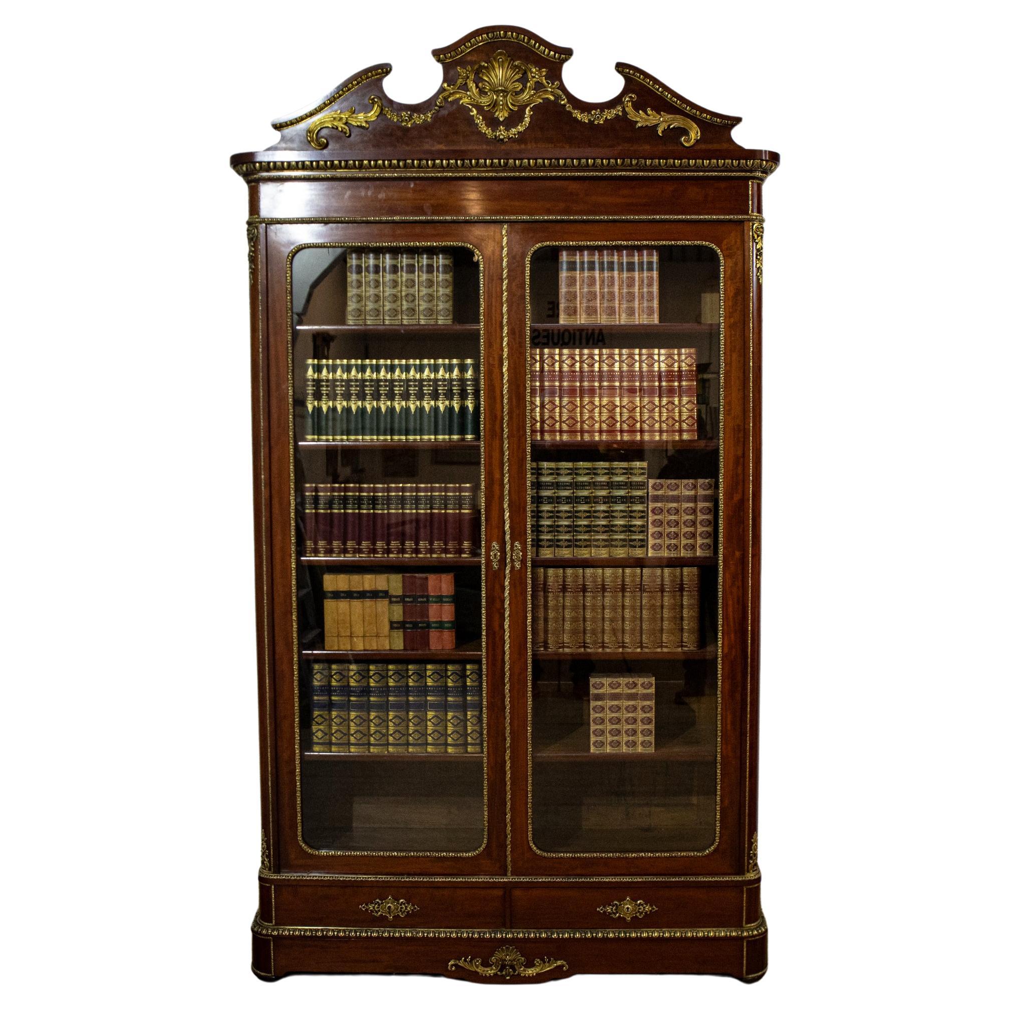 French Napoleon III Glazed Ormolu Bookcase For Sale