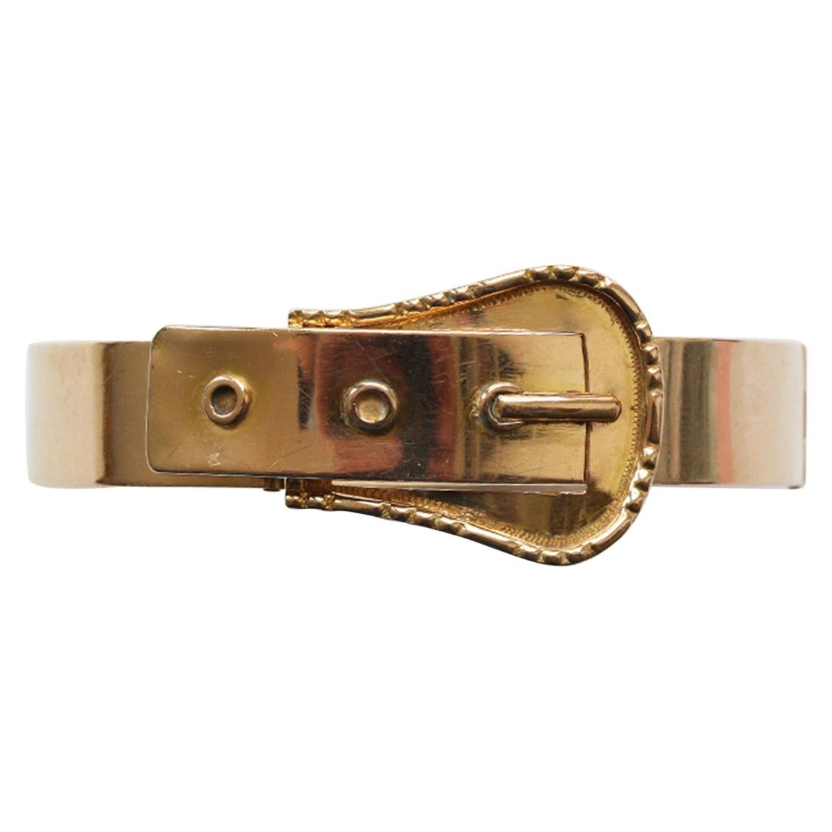 French Napoleon III Gold Buckle Bracelet For Sale