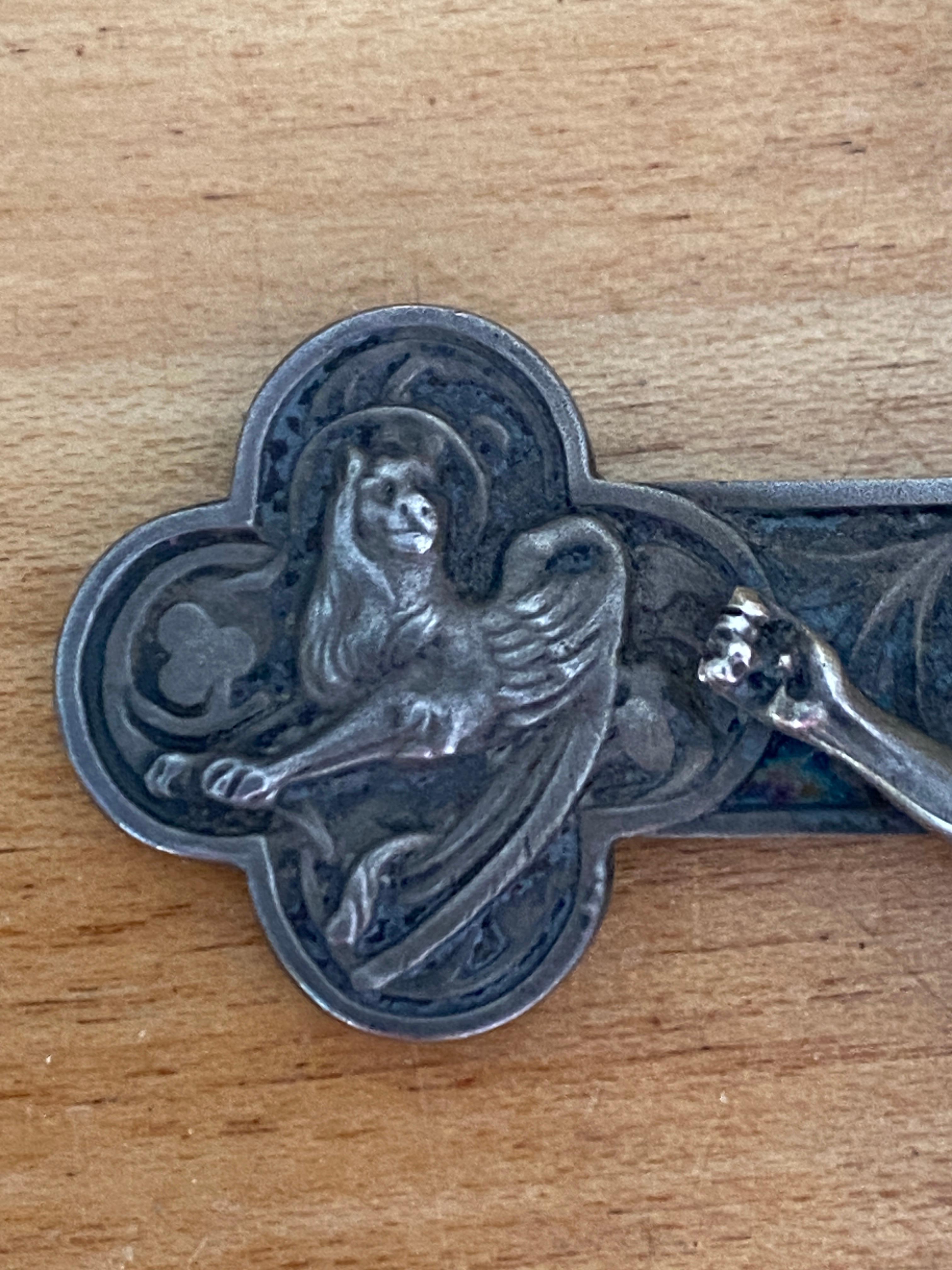 French Napoleon III Gothic-revival Silver Crucifix Pendant, mid 19th century 6
