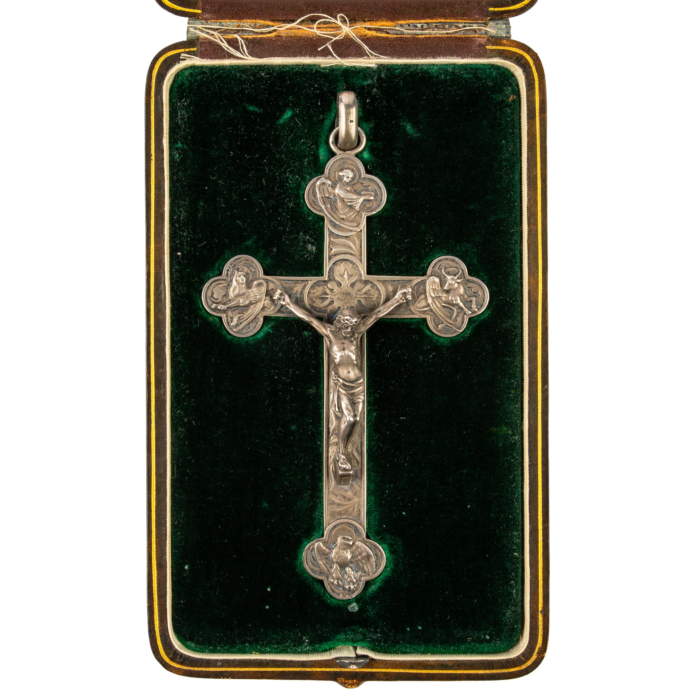 Gothic Revival French Napoleon III Gothic-revival Silver Crucifix Pendant, mid 19th century
