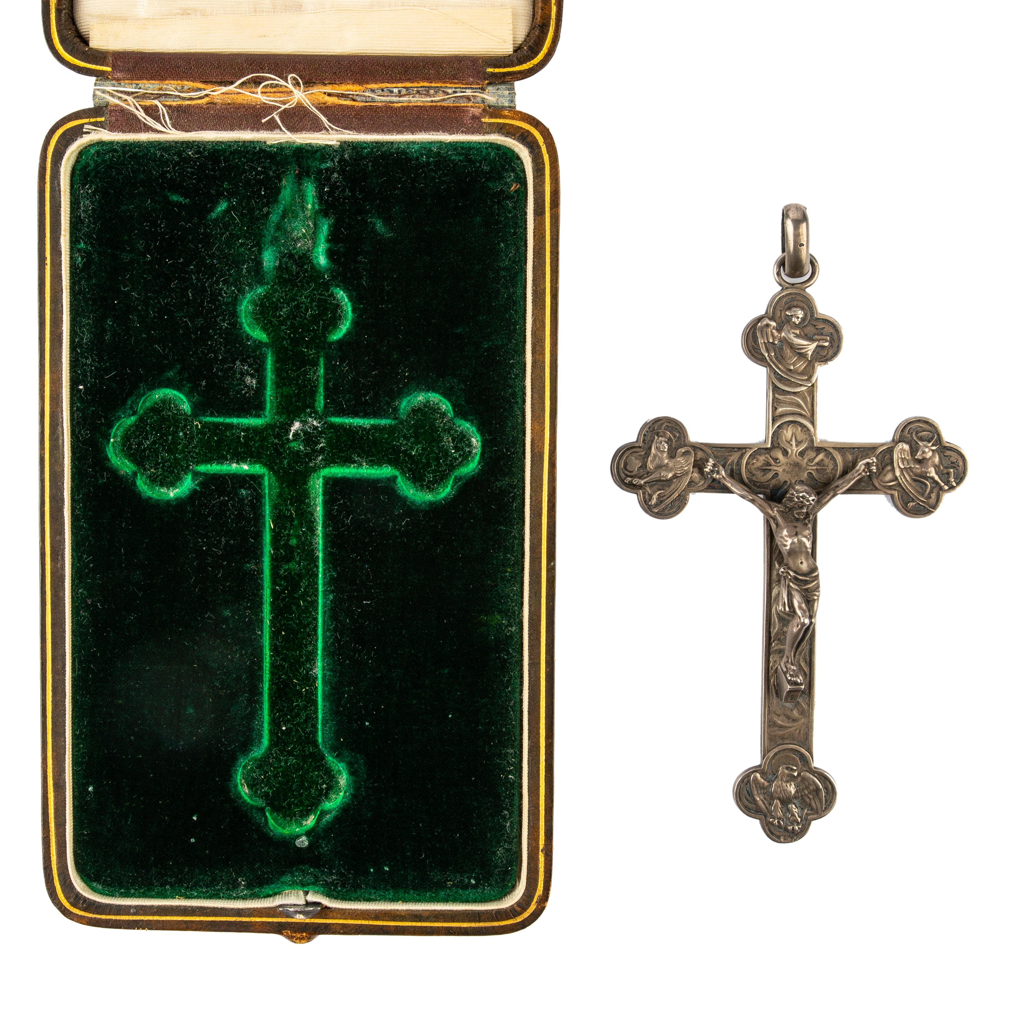 Women's or Men's French Napoleon III Gothic-revival Silver Crucifix Pendant, mid 19th century