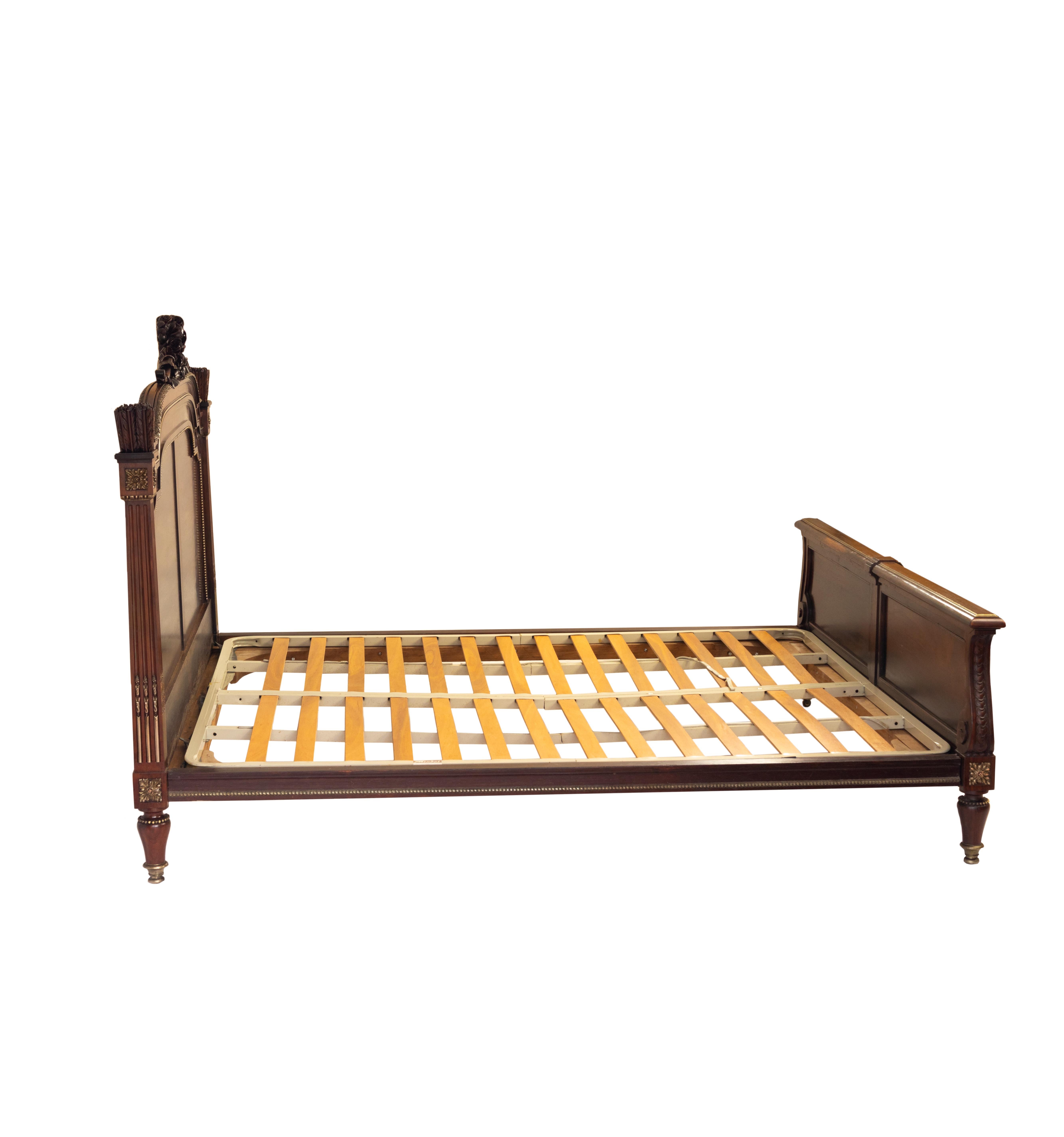 Metal French Napoleon III Hand Carved Bed For Sale