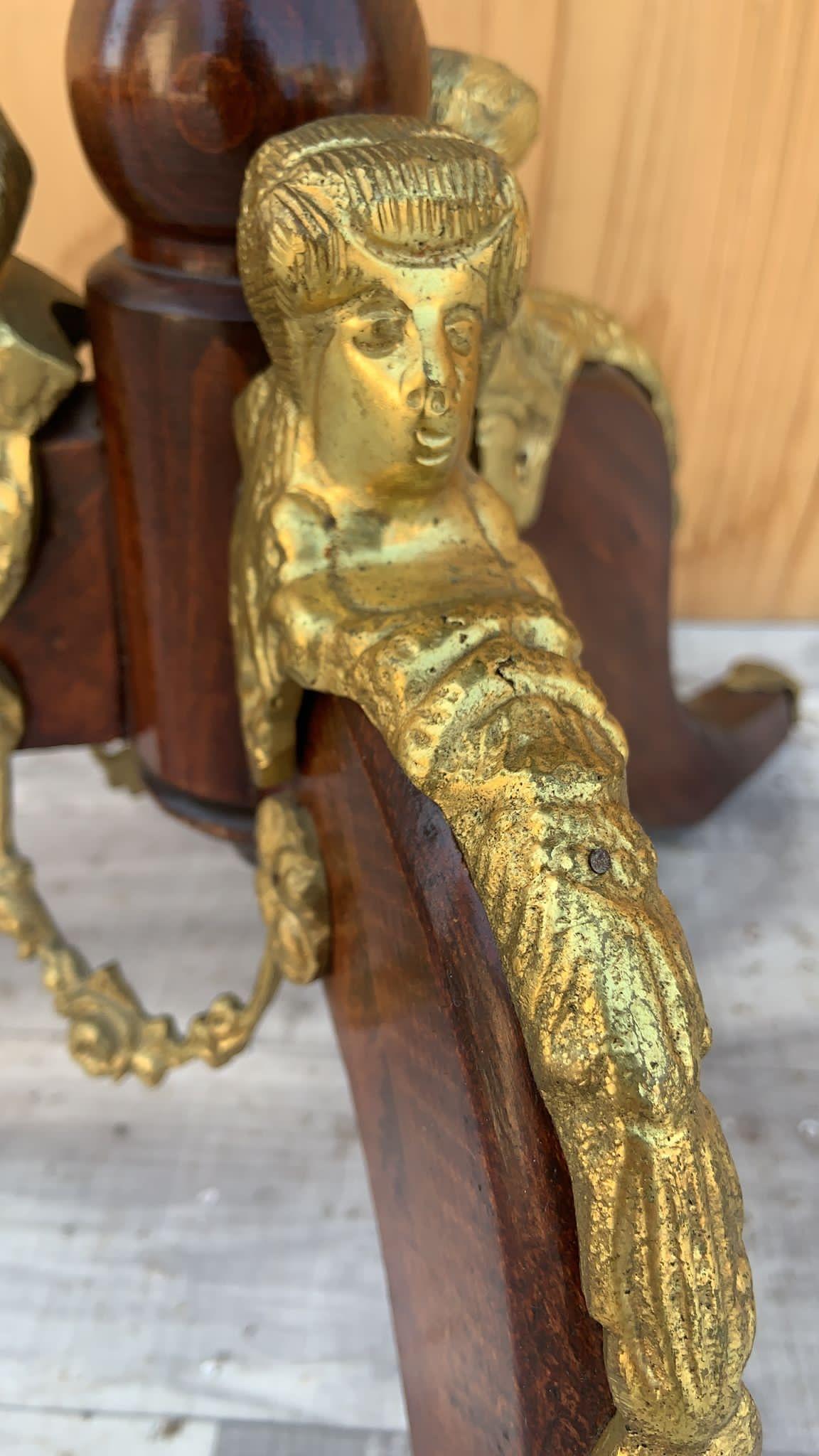 French Napoleon III Hexagon Mahogany Brass Ormolu 3 Leg Pedestal Side Table For Sale 1