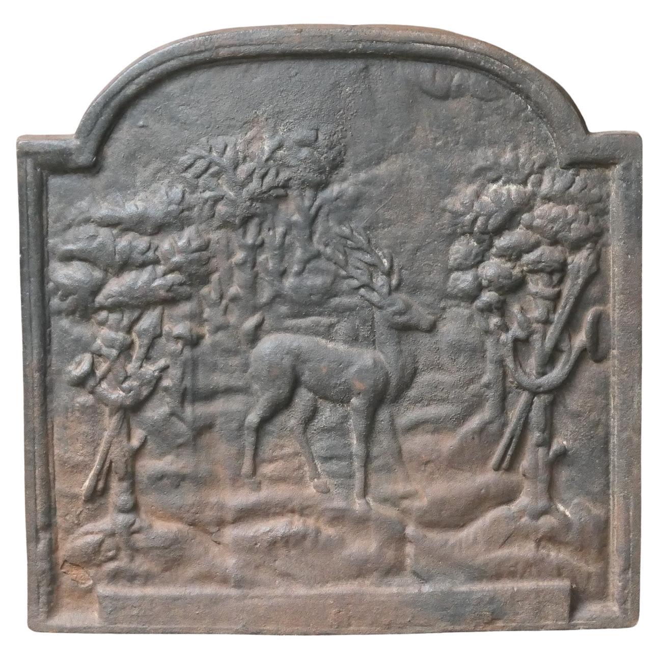 Plaque de cheminée / dosseret Napoléon III "Chasse à la Cour en vente