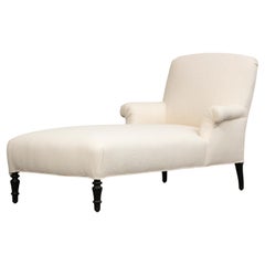 French Napoleon III Ivory Boucle Chaise Longue, circa 1860