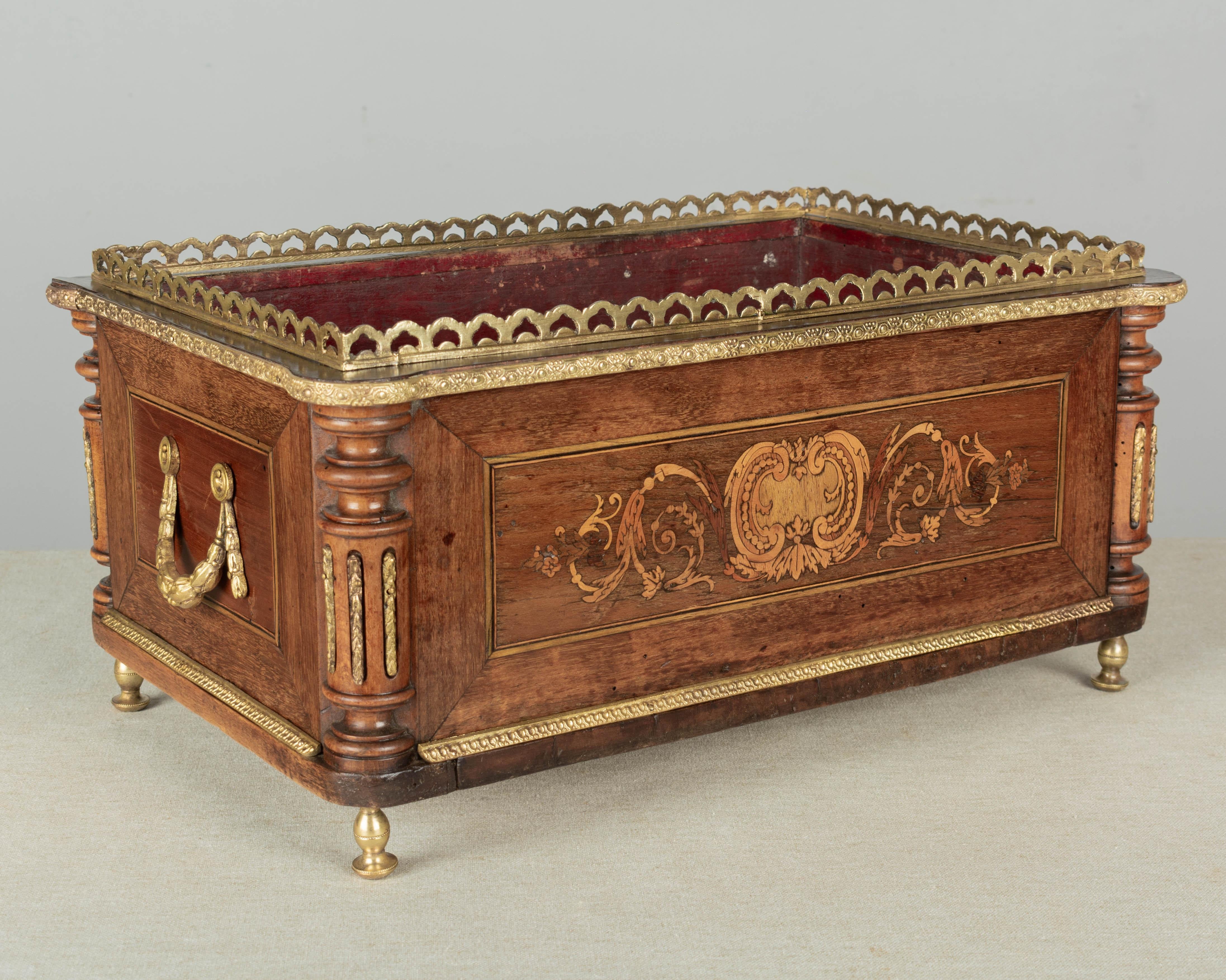 Marquetry French Napoleon III Jardinière or Planter For Sale