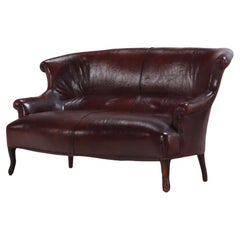 French Napoleon III leather settee, 19th C.