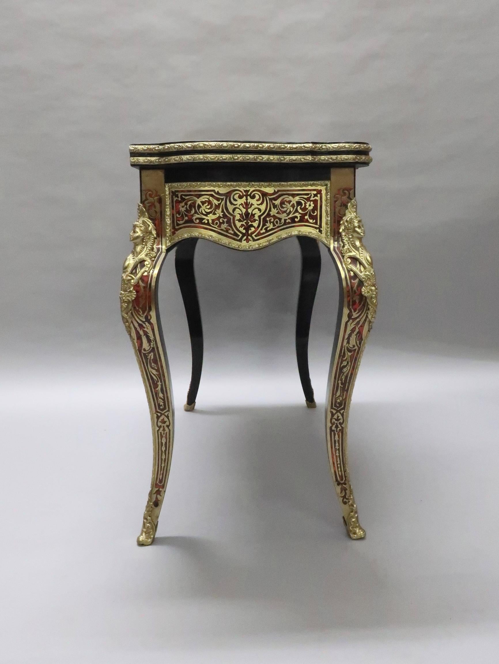 French Napoleon III Louis XV Style Boulle Occasional Table For Sale 4