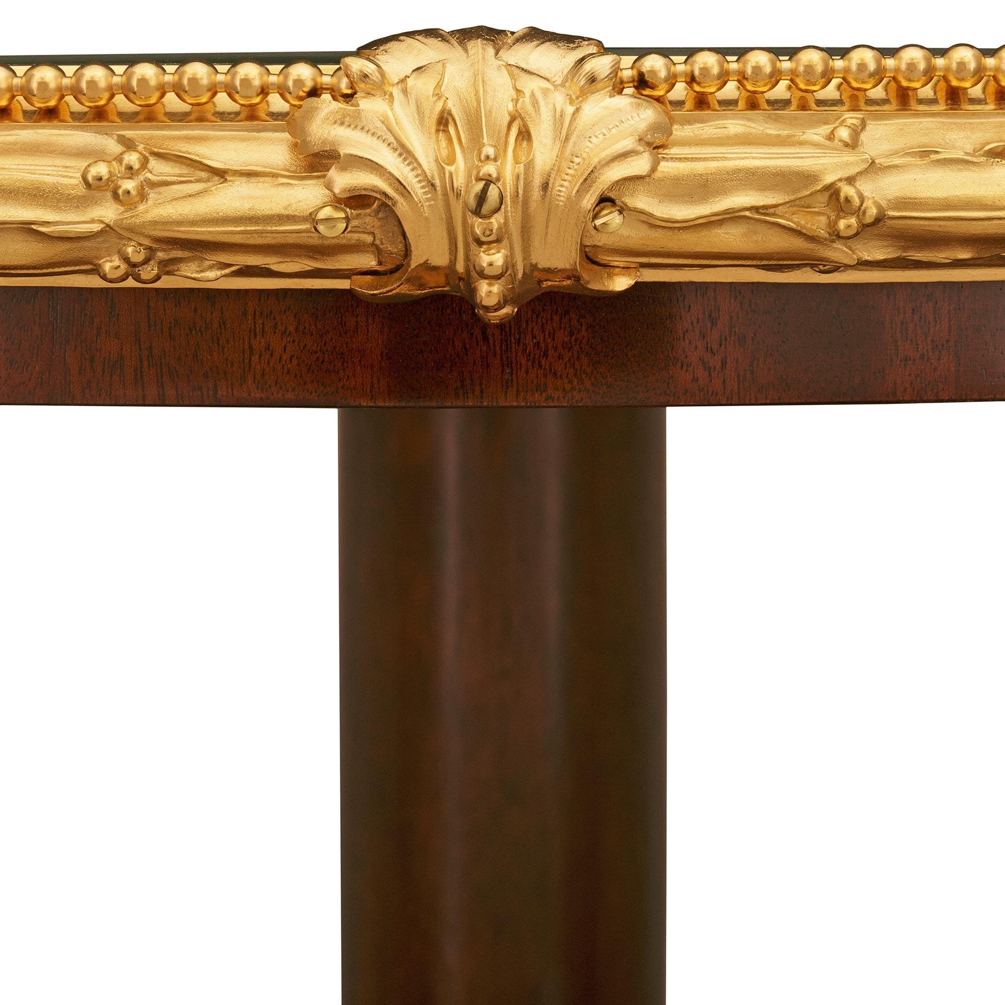 French Napoleon III Mahogany, Giltwood, Ormolu, and Porcelain center table For Sale 3