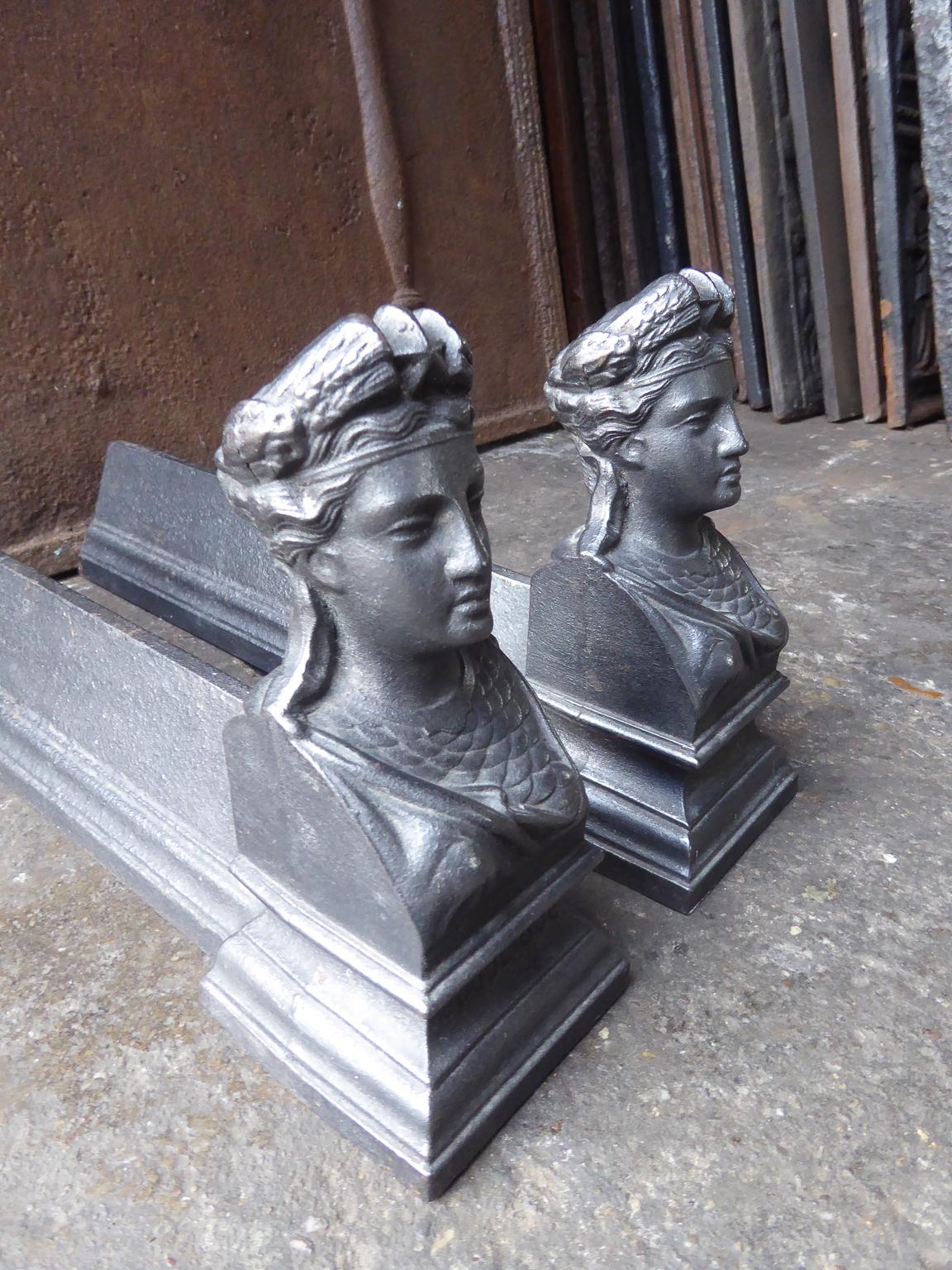 French Napoleon III 'Marianne' Firedogs or Andirons, 19th Century 1