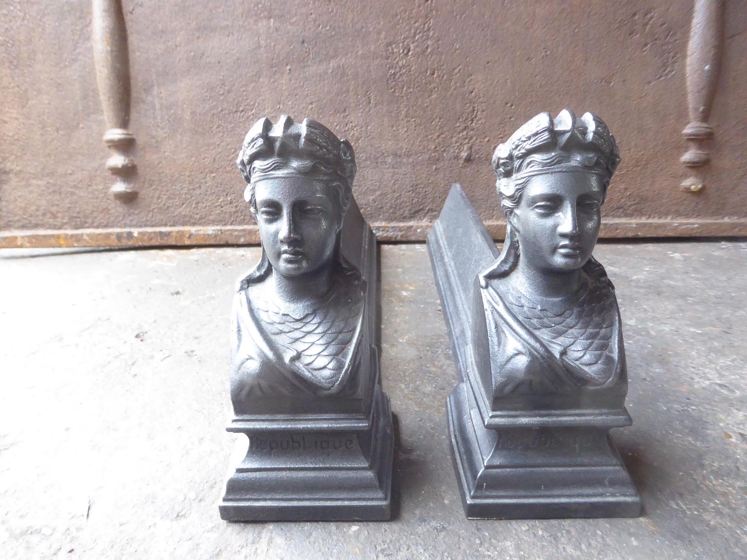 French Napoleon III 'Marianne' Firedogs or Andirons, 19th Century 2