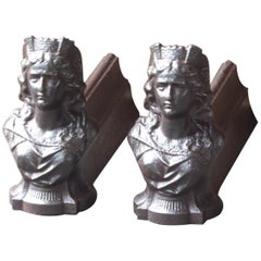 French Napoleon III 'Marianne' Firedogs or Andirons