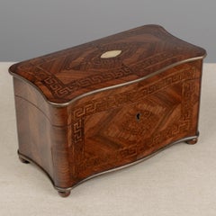French Napoleon III Marquetry Inlaid Serpentine Form Tea Caddy Circa 1880