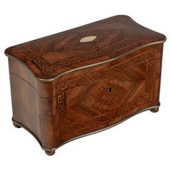 French Napoleon III Marquetry Inlaid Serpentine Form Tea Caddy Circa 1880