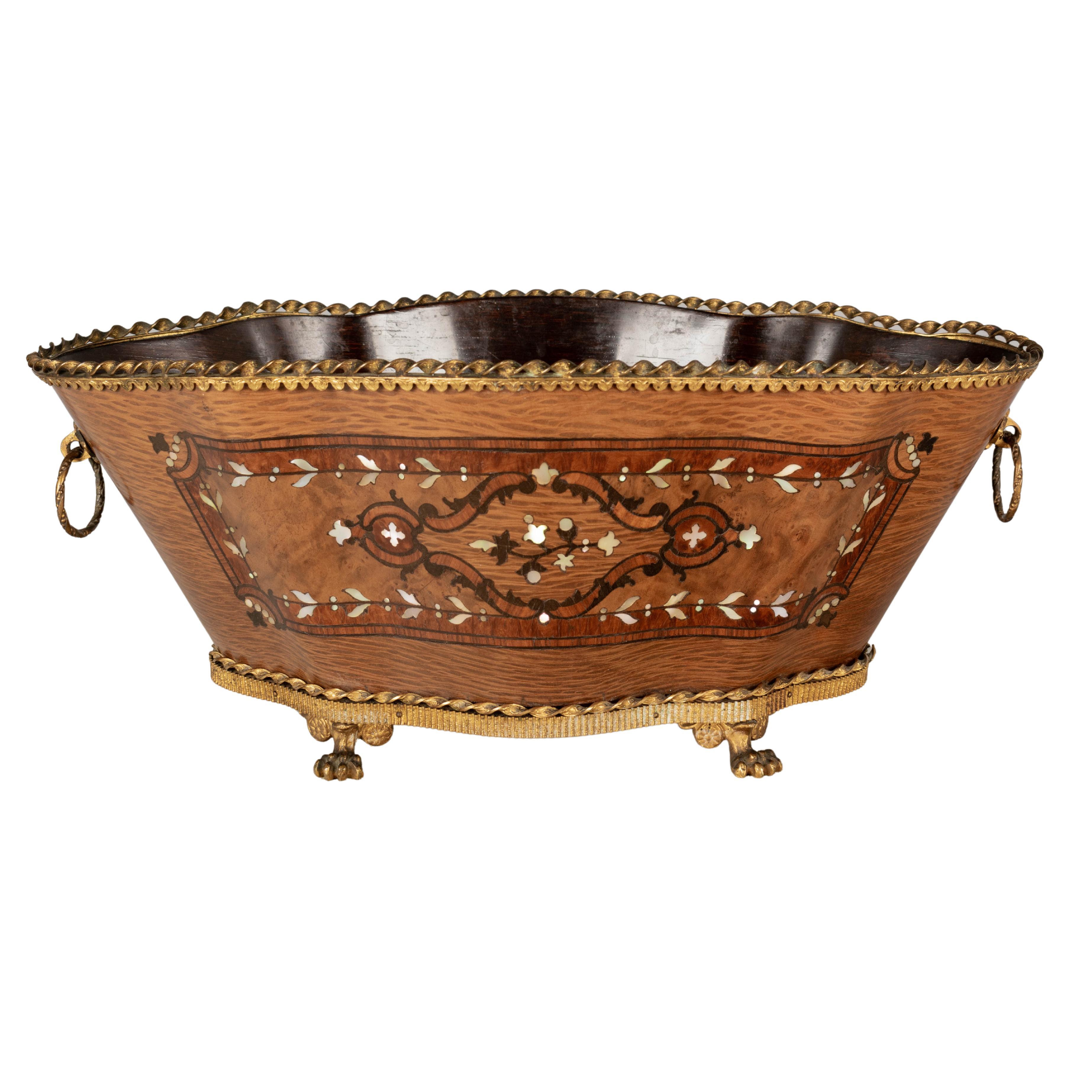 French Napoleon III Marquetry Jardinière For Sale