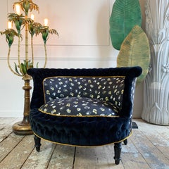 French Napoleon III Marquise Chair in Tropics "Leopard' Fabric