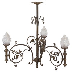 Antique French Napoleon III Metal Chandelier, 1870s