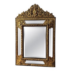 Specchio francese in stile Napoleone III con cornice in ottone dorato, 1860