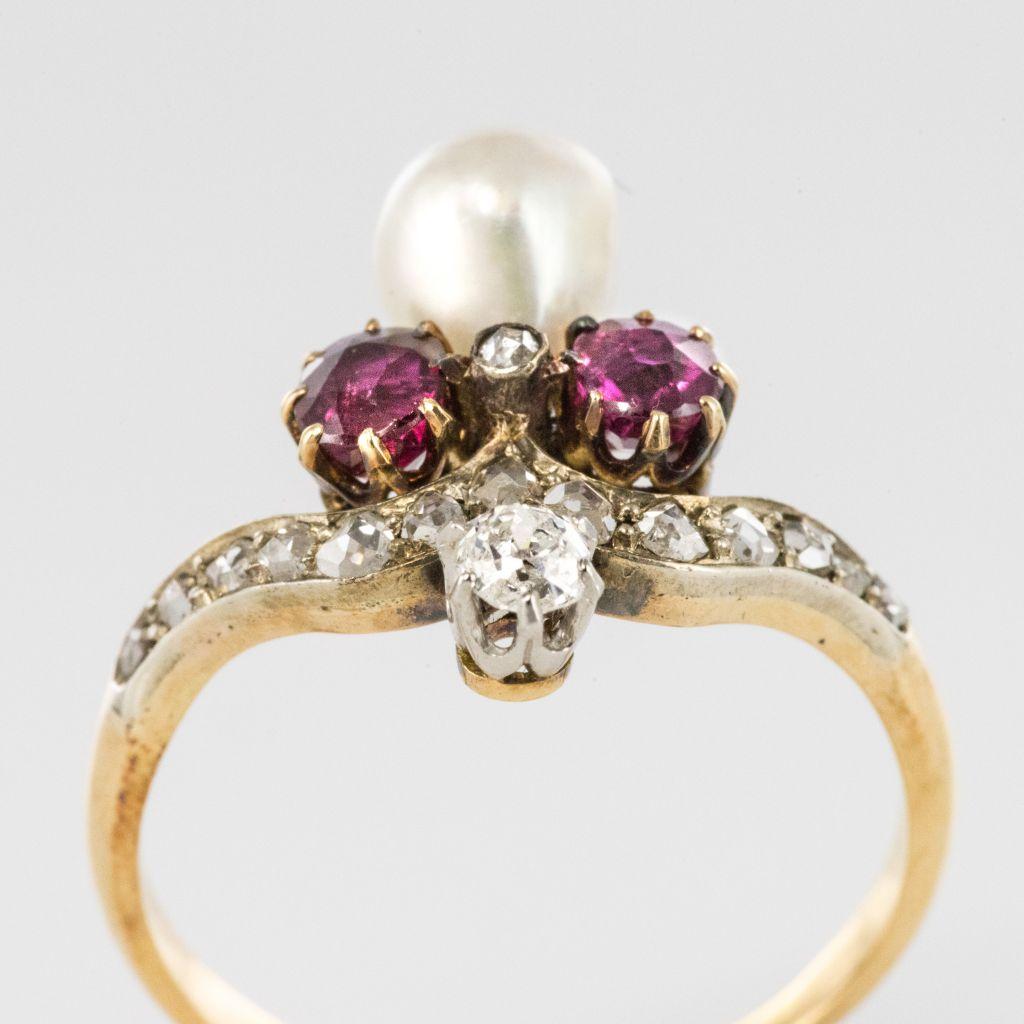 pearl and ruby engagement rings