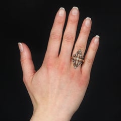 French Napoleon III Natural Pearl Silver 18 Karat Rose Gold Ring