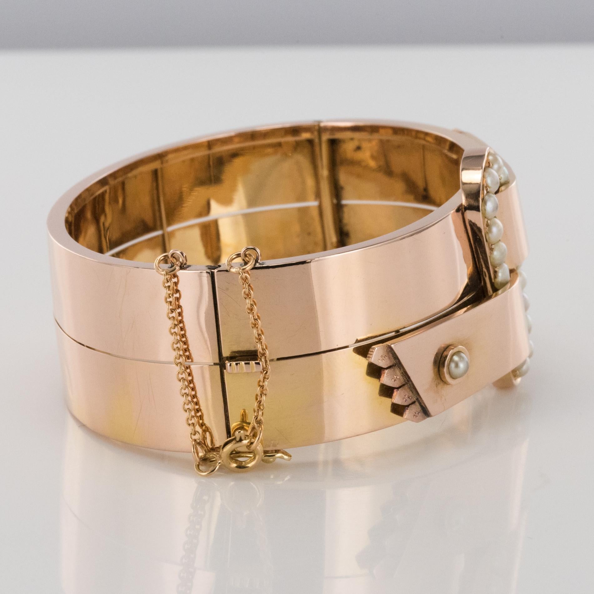 Französisches Napoleon-III-Armband aus Naturperlen und Roségold Damen im Angebot