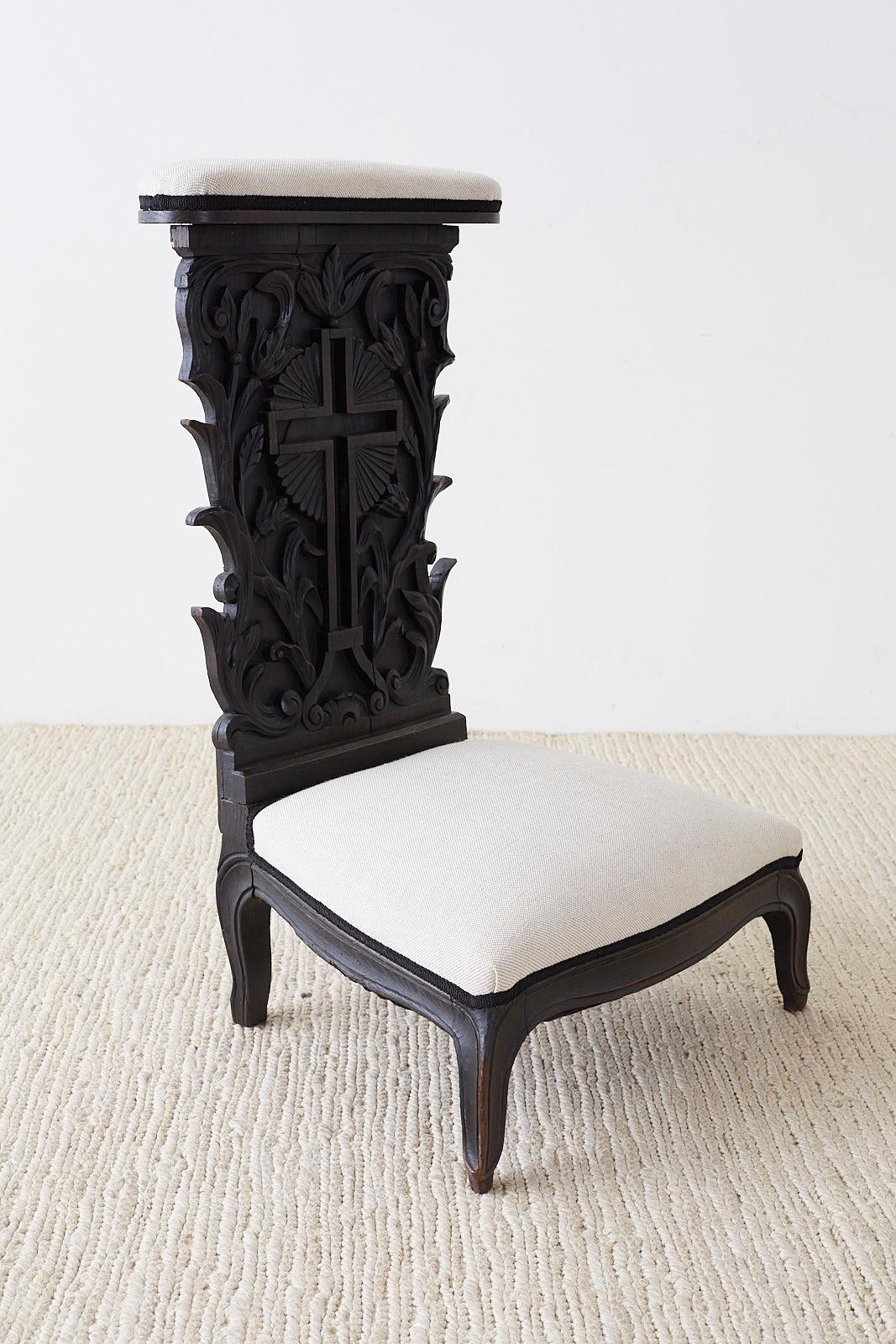 French Napoleon III Oak Prie-Dieu Prayer Chair 10