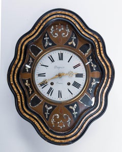 Pendule murale française Napoléon III en forme d'œil de bœuf, fin du XIXe siècle