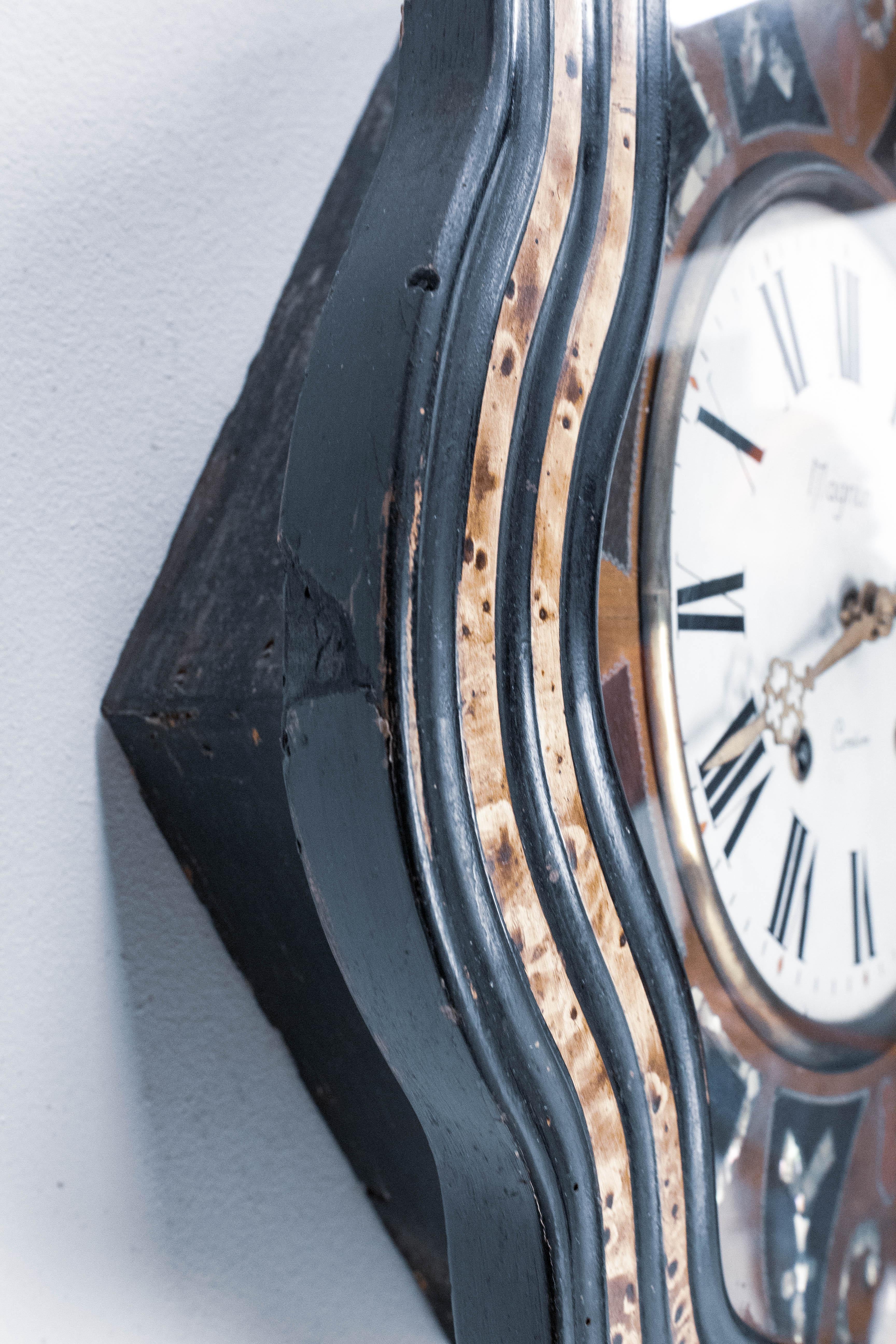 Wood French Napoleon III Oeil De Boeuf Wall Mounted Pendulum Clock, Late 19th Century