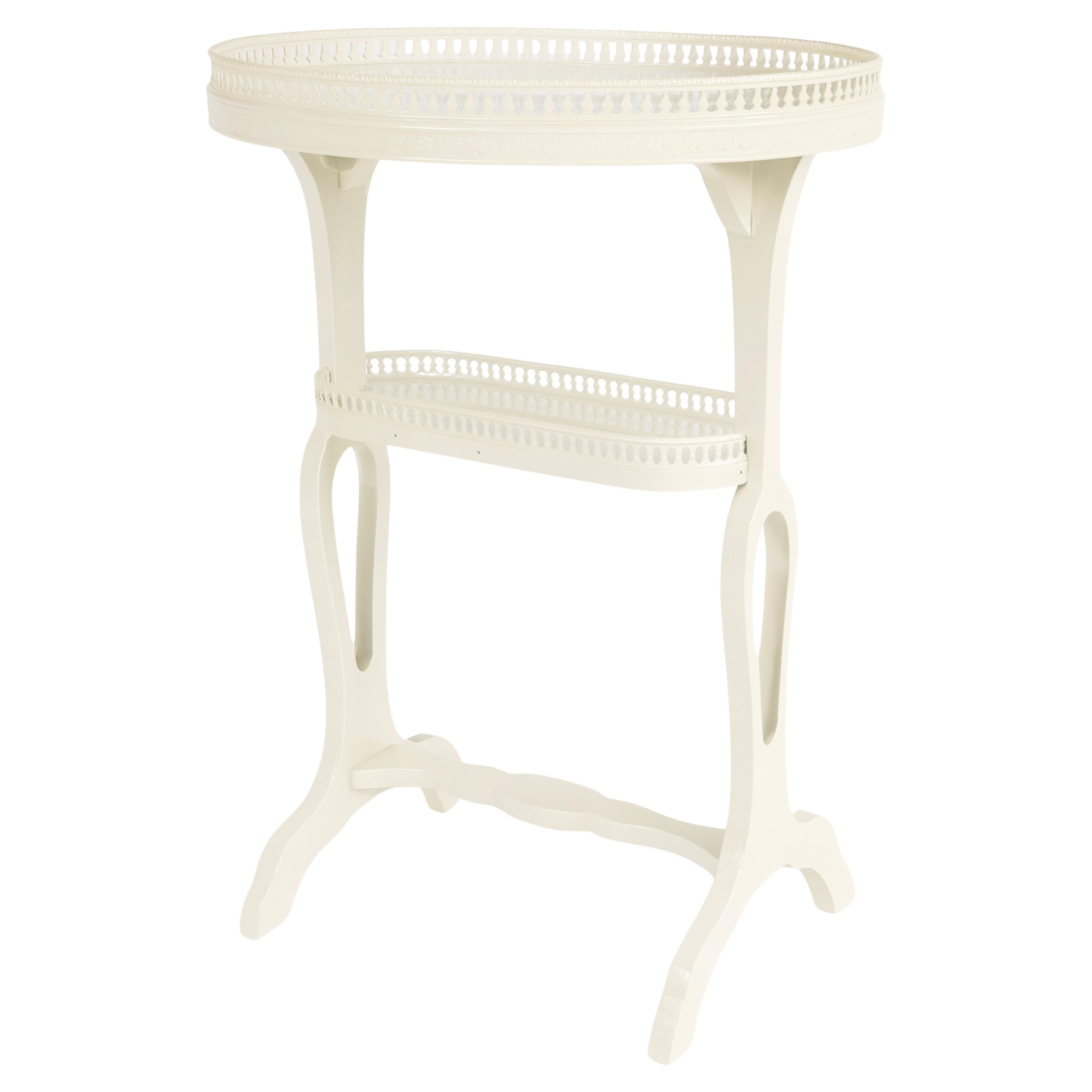 French Napoleon III Off White Lacquer Guéridon Table, 19th Century