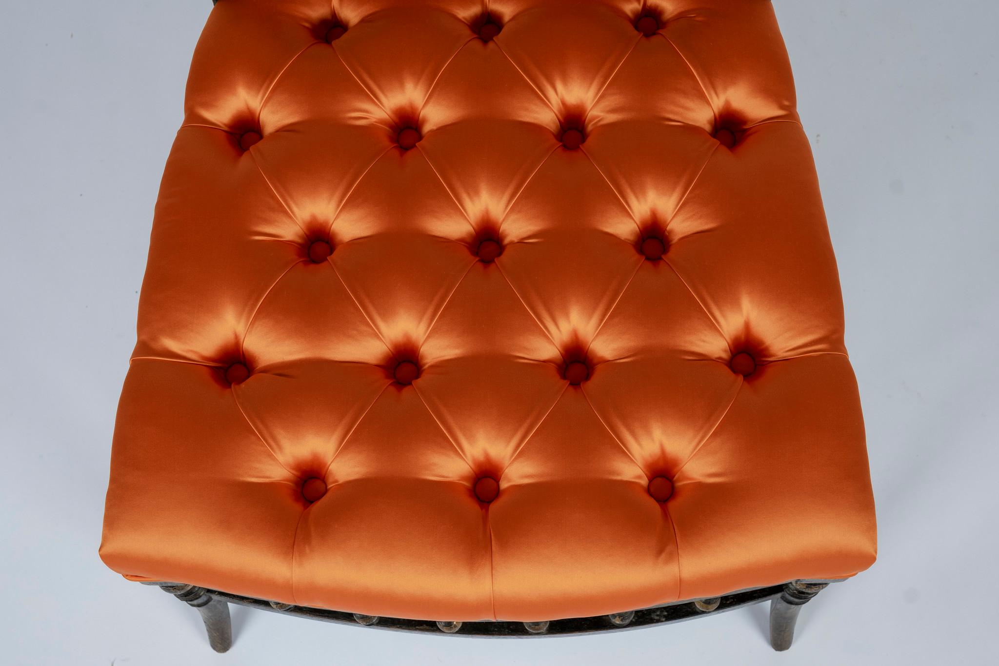 French Napoleon III Orange Silk Chair 6